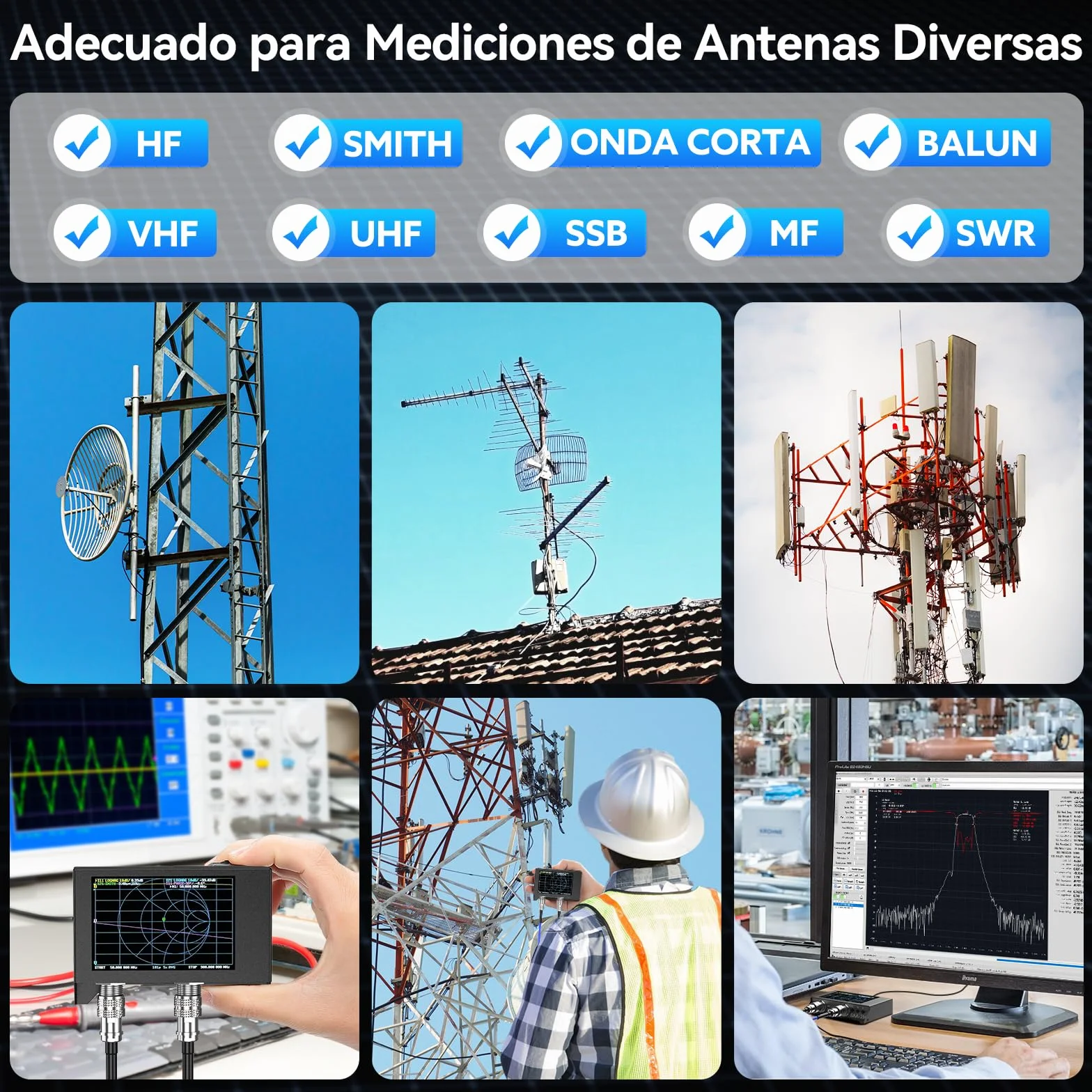 Seesii NanoVNA SAA-2N Analizador de Antenas, Analizador Vectorial de Redes 4 Pulgadas 50KHz-3GHz, HF VHF UHF para Parámetros S y Chart Smith con Bolsa Portátil