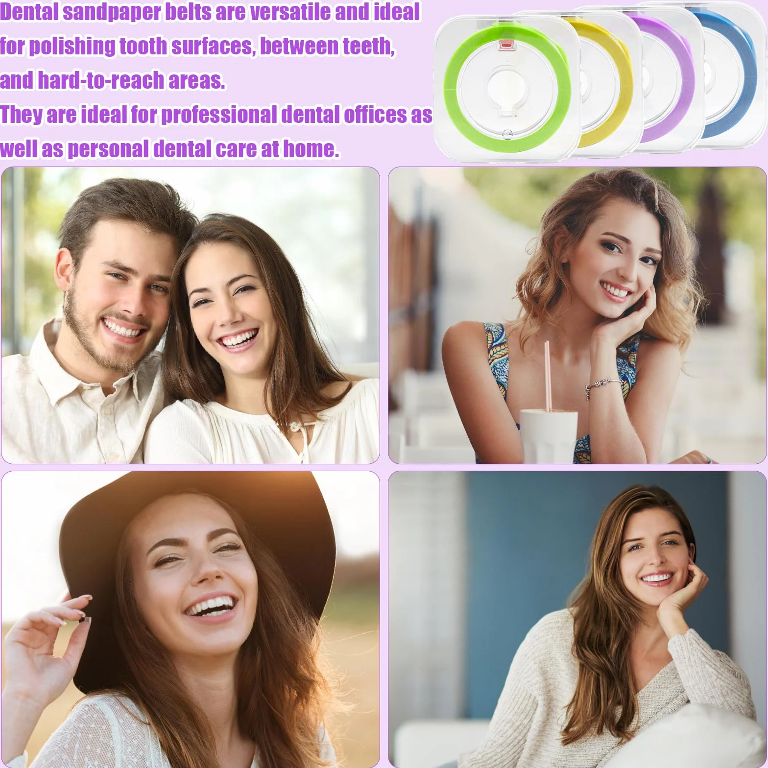 Papel de lija dental 4 volúmenes, tiras de pulido, cinta interdental 6m
