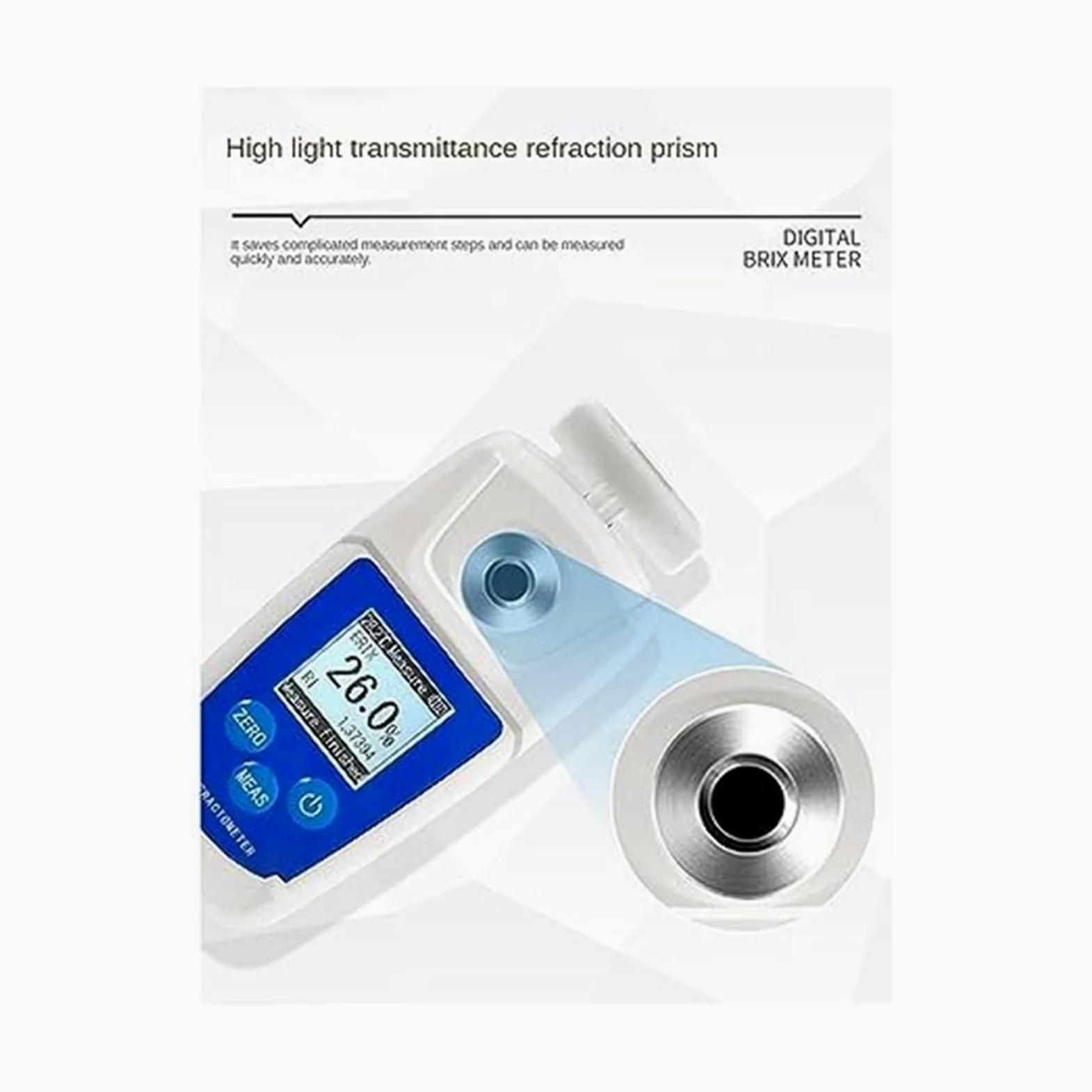 Refractómetro digital for jugos y bebidas, rango de medición 0 55% fácil usar
