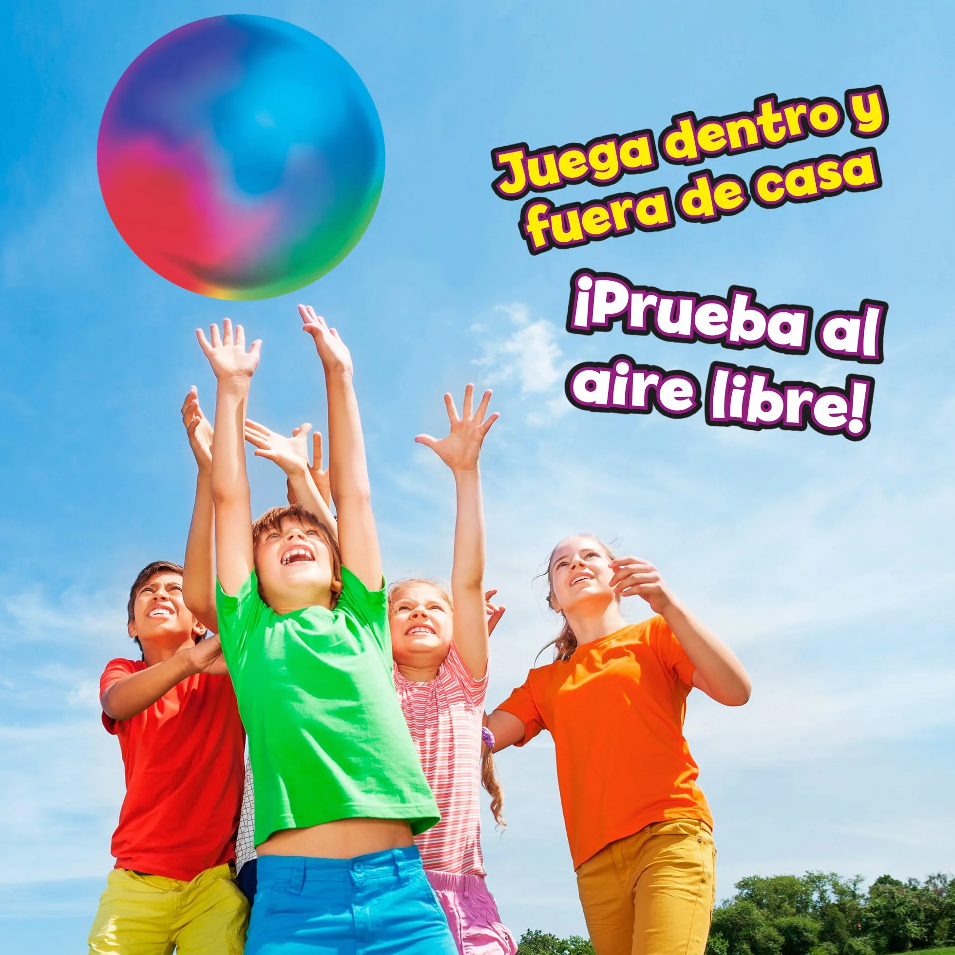 Bizak Super Wubble Impacto Luminoso Pelota Gigante Inflable 75 cm Cambia de Color