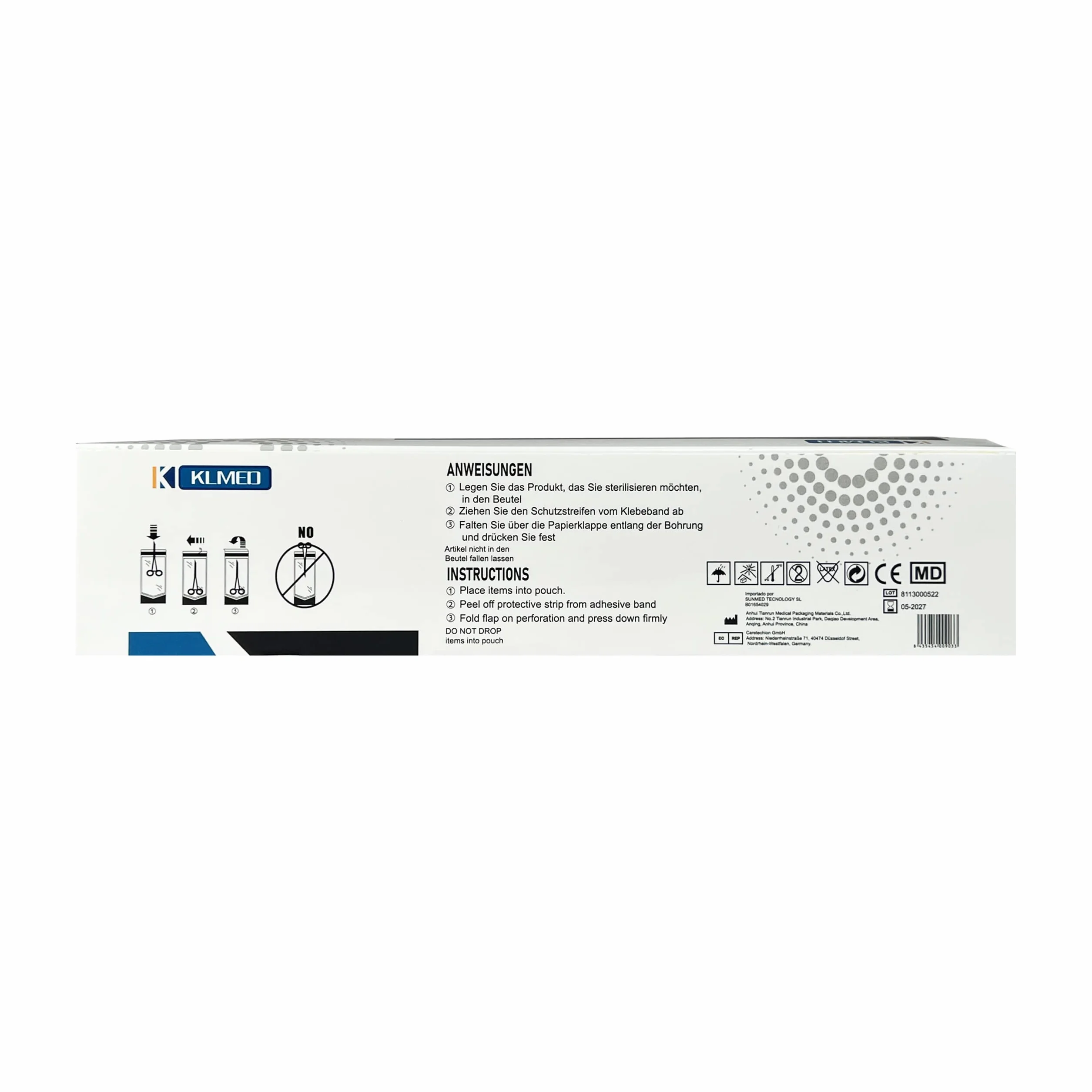 Bolsas de Esterilización Autoadhesivas 200 uds 90 mm x 260 mm para Autoclave y Instrumentos Dentales