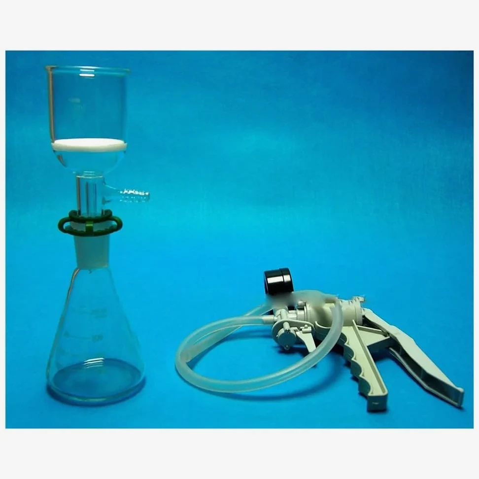 Instrumentos y Equipos de Laboratorio Kit de matraz Erlenmeyer de vidrio de 250 ml y embudo de 150 ml con asa y bomba de vacío