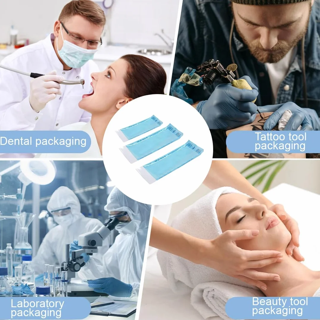 Bolsas de Esterilización Autoadhesivas 150 Uds para Herramientas Dentales, Tatuajes o Manicura