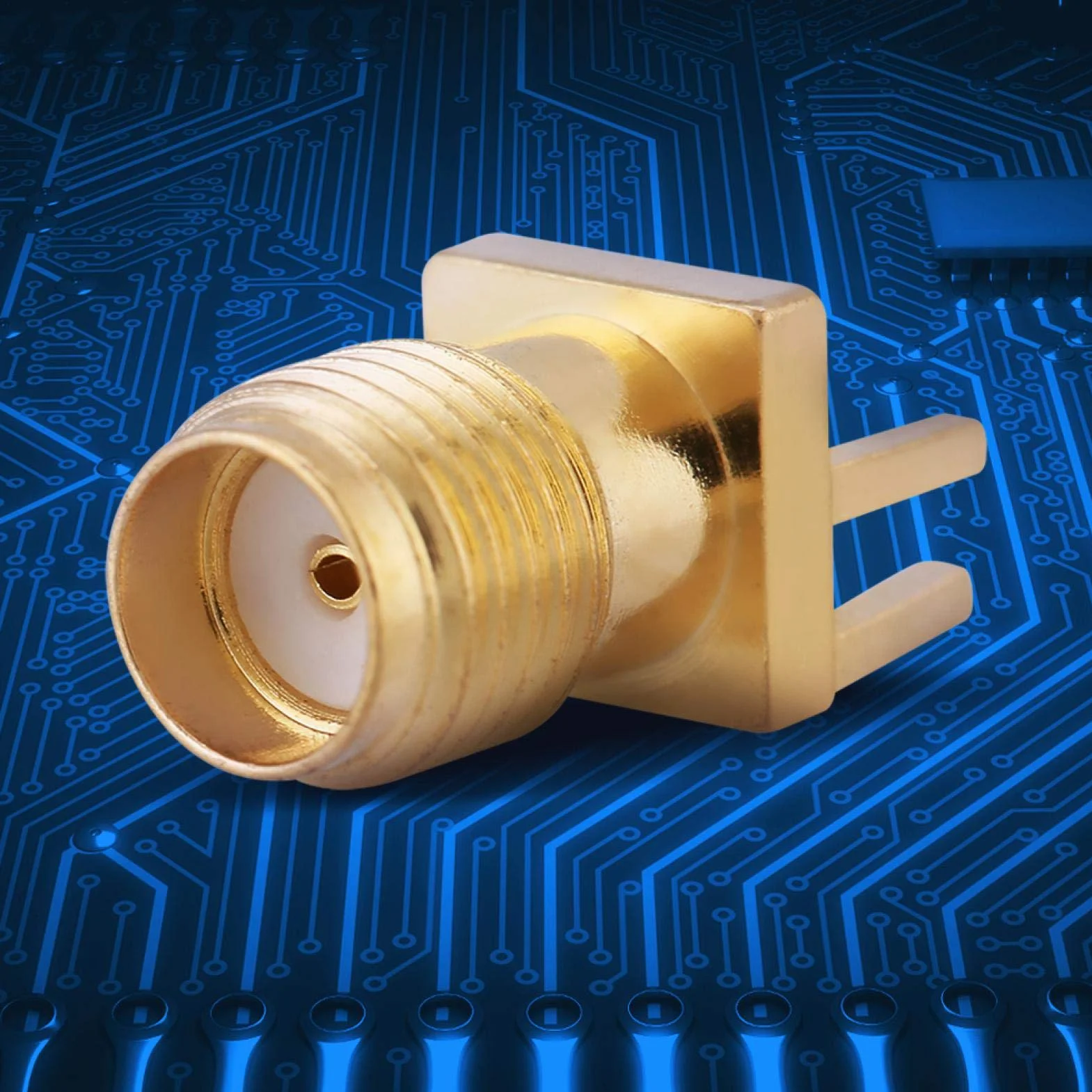 Yosoo SMA Connector, Conector de Enchufe SMA de latón de 10 Piezas, Conectores Hembra SMA PCB de Montaje en Conectores RF de 50 ohmios para módulos inalámbricos