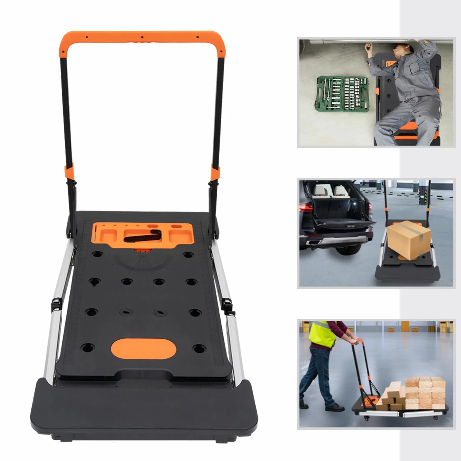 Banco de trabajo plegable 7 en 1, mesa de trabajo, carrito de mano, hasta 150 kg, plataforma de trabajo plegable