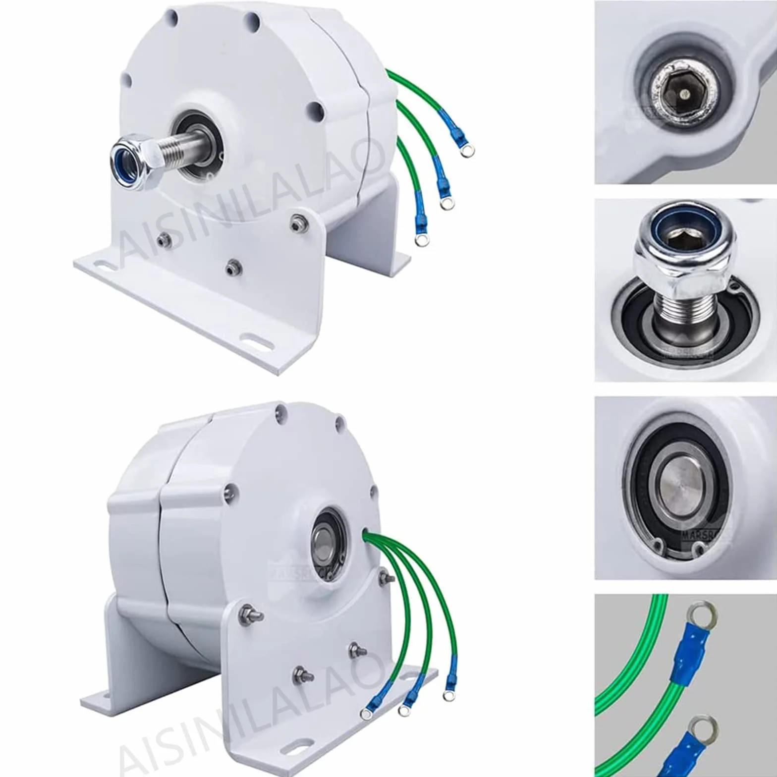 10.000 W Alternador De Tres Fases para Uso Doméstico Generador Eléctrico De Imán Permanente, 12V 24V 48V 220V, con Controlador De Turbina Eólica Horizontal Vertical (Blanco)