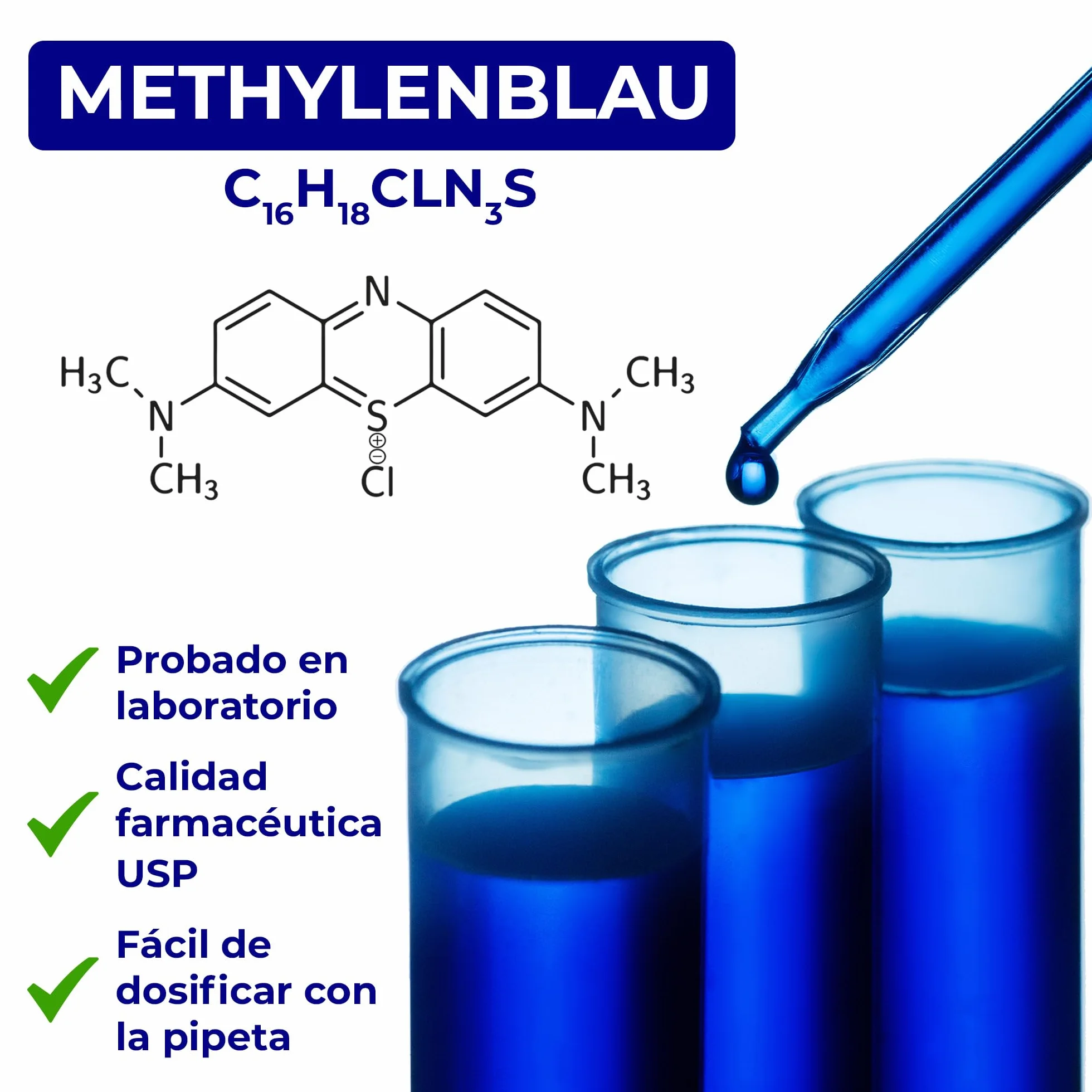 Detox Organica Azul de Metileno 1% Solución 100 ml - Methylene Blue de Alta Pureza