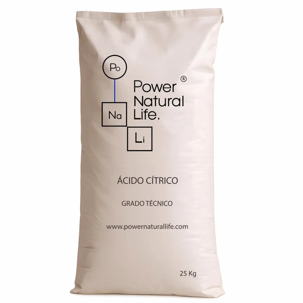 Ácido Cítrico en Polvo | Power Natural Life | Saco 25 kg | Uso Técnico e Industrial | Regulador de pH y Agente de Procesado