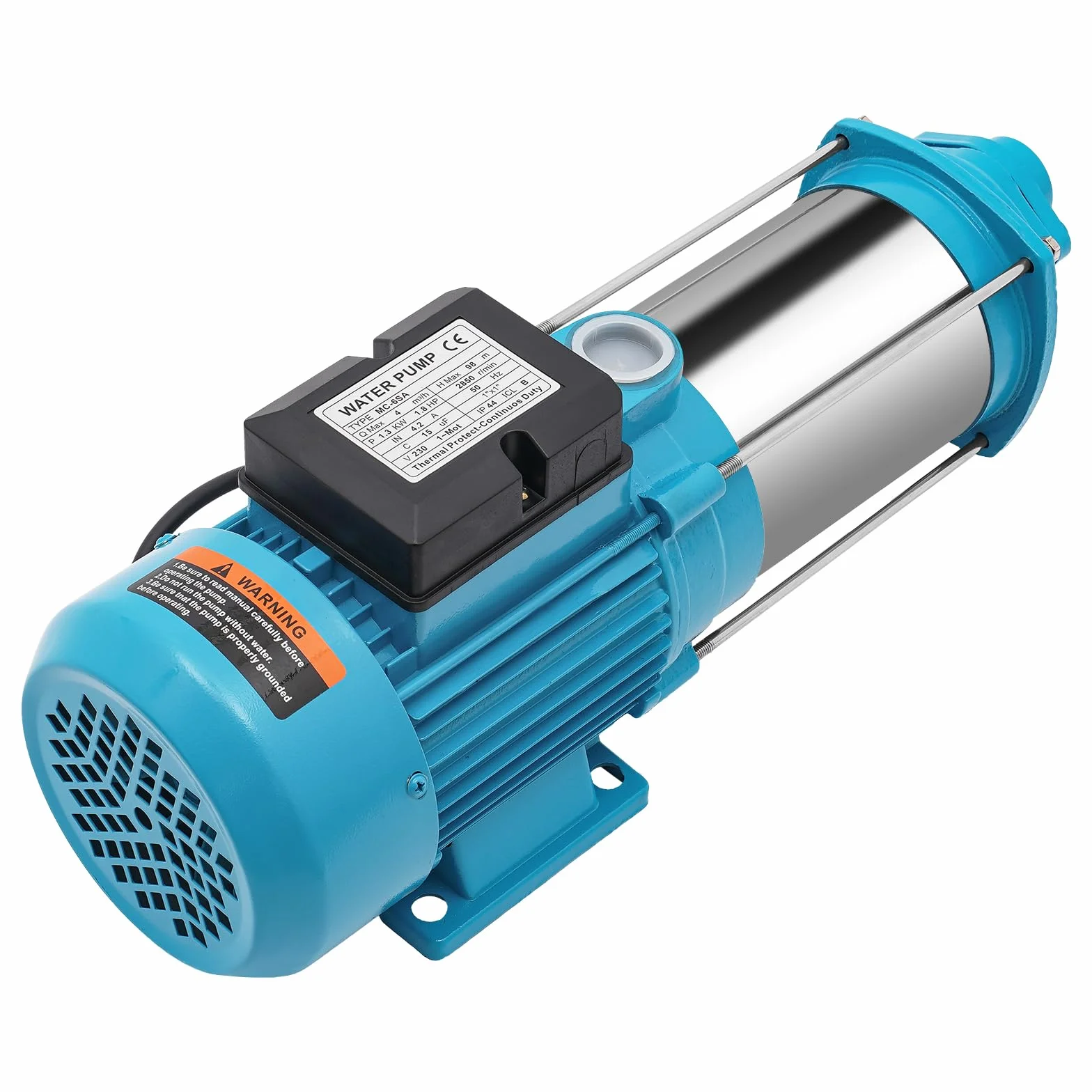 Bomba centrífuga de jardín autocebante con interruptor de presión, acero inoxidable, 1,8 CV, 4000 l/h, riego agrícola, jardín, estanques