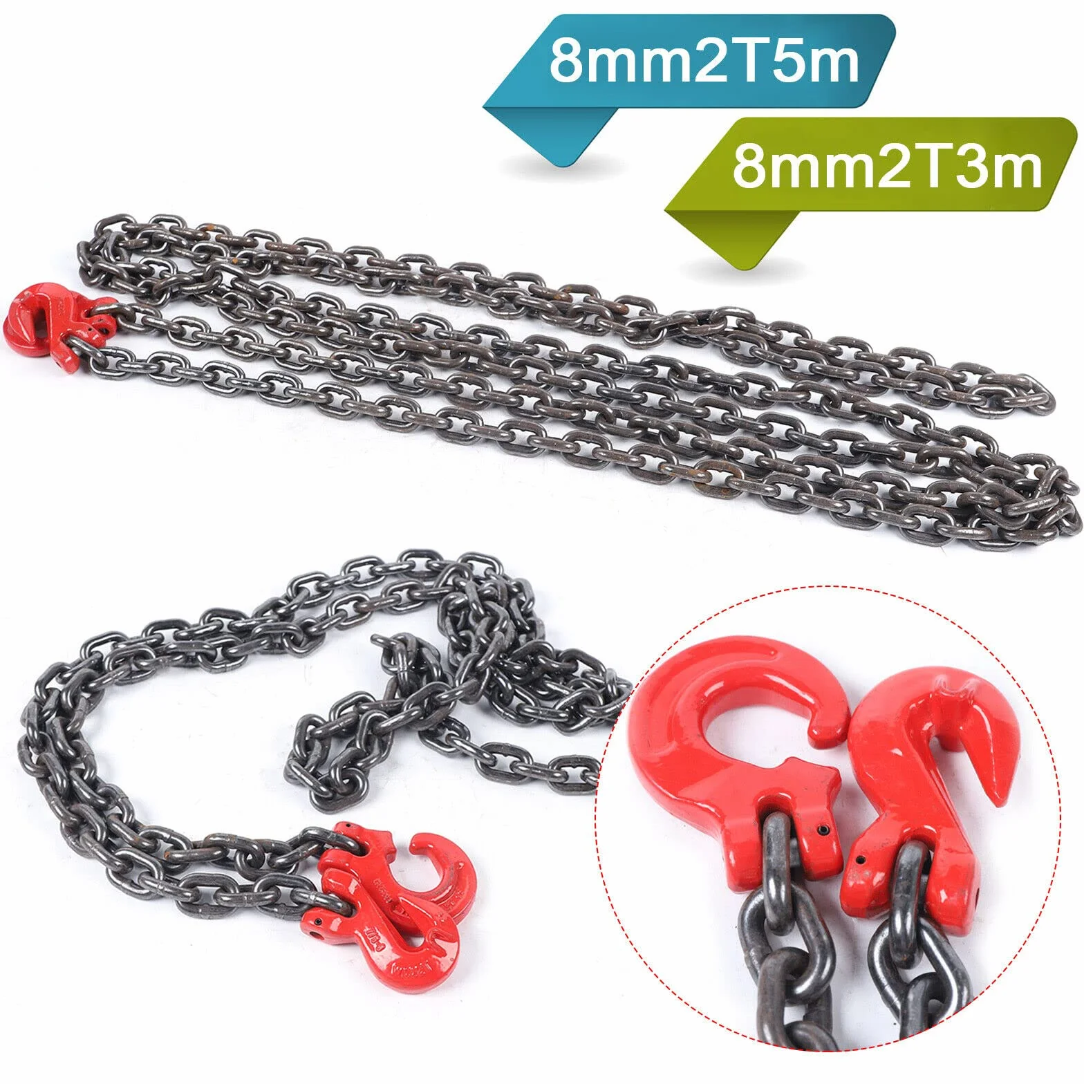 Cadena forestal de 8 mm 2T 3 m - cadena de tope, elevación y arrastre