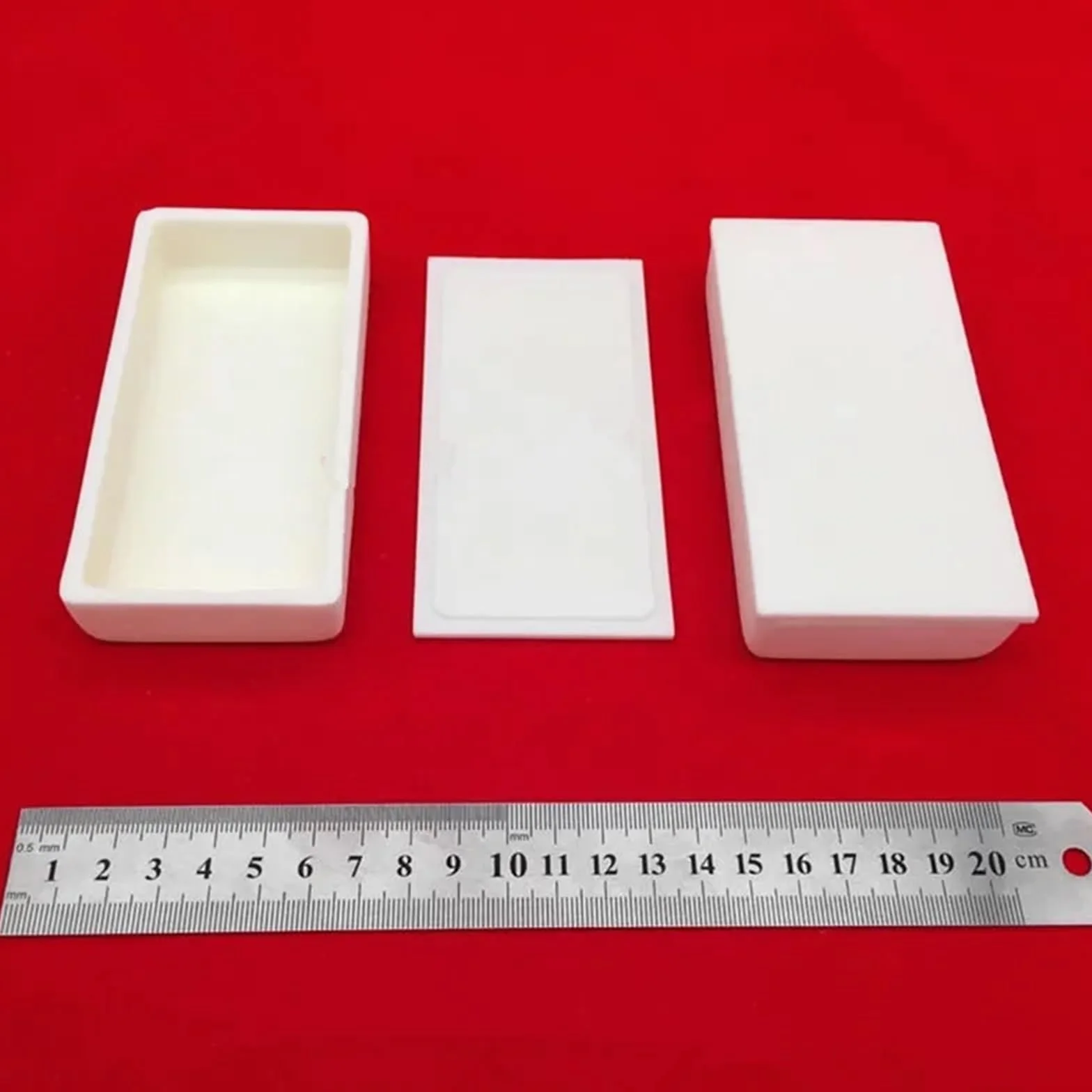Crisol de corindón de alúmina Rectangular con Tapa 120x60x40mm