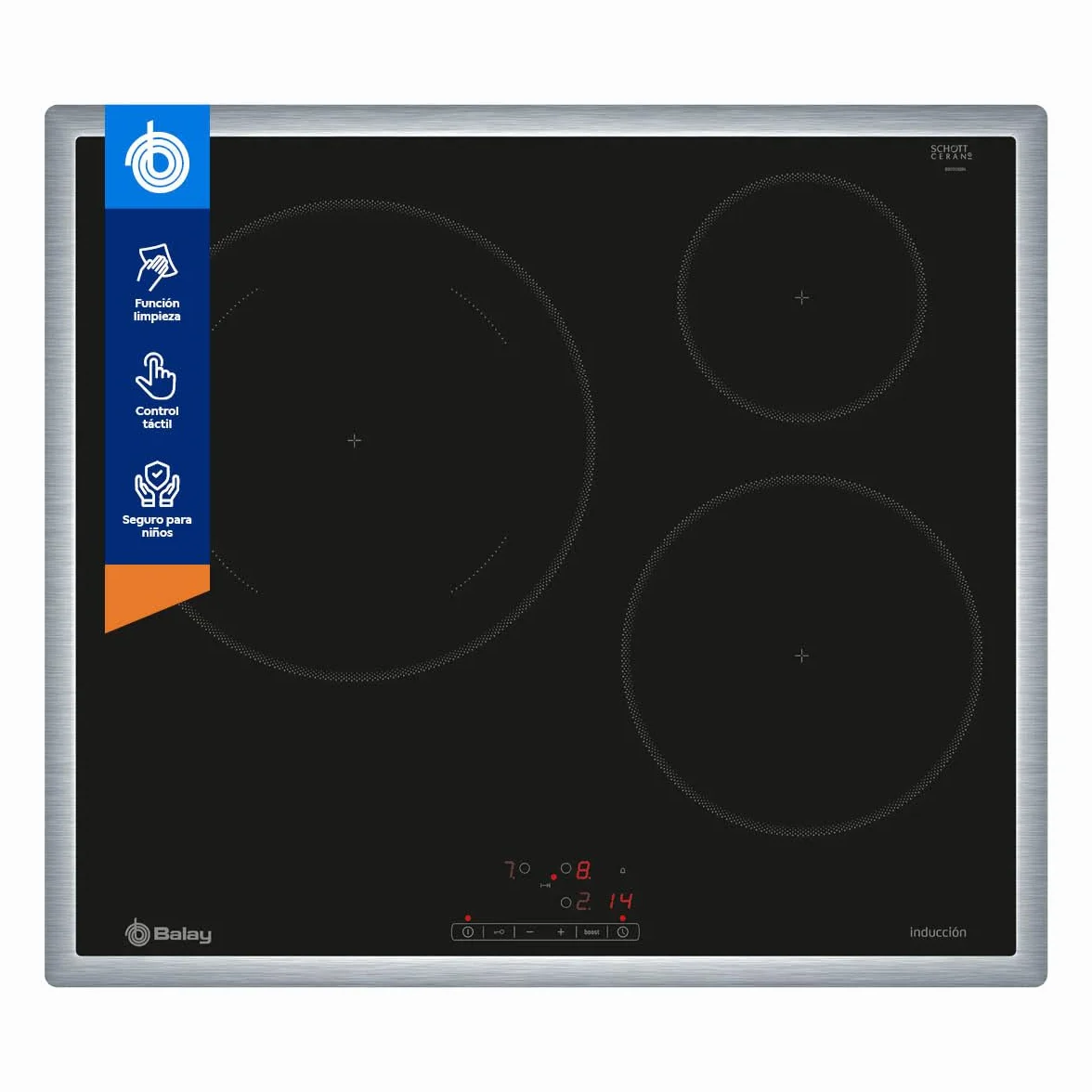 Balay Placa de Inducción 3 Fuegos 60 cm 3EB865XR Negro