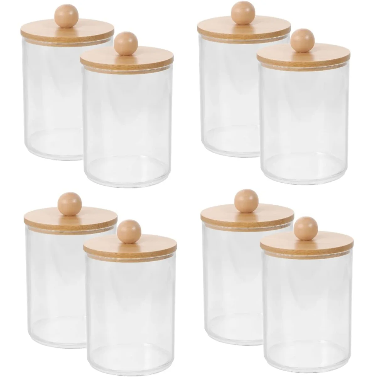 8 piezas caja de almacenamiento de bastoncillos de algodón caja de almacenamiento de escritorio caja organizadora transparente dispensador de escritorio tarro de bastoncillos de algodón organizadores