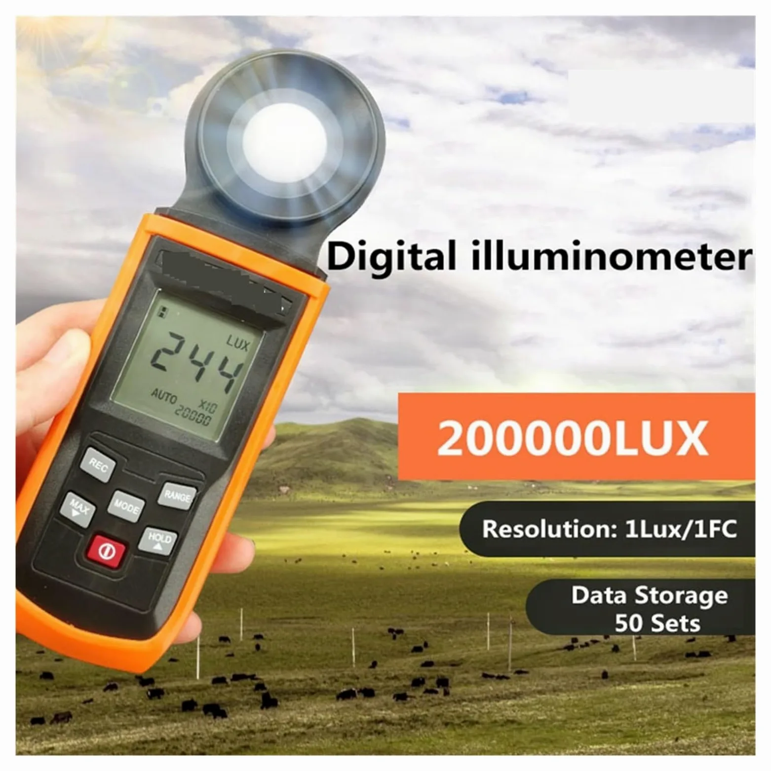 Herramienta de medición de Intensidad de iluminación y Brillo Luxómetro Profesional De La Industria 200000LUX Luxómetro Digital Preciso Fotografía Fotómetro Medidor De Luz Sonda Giratoria