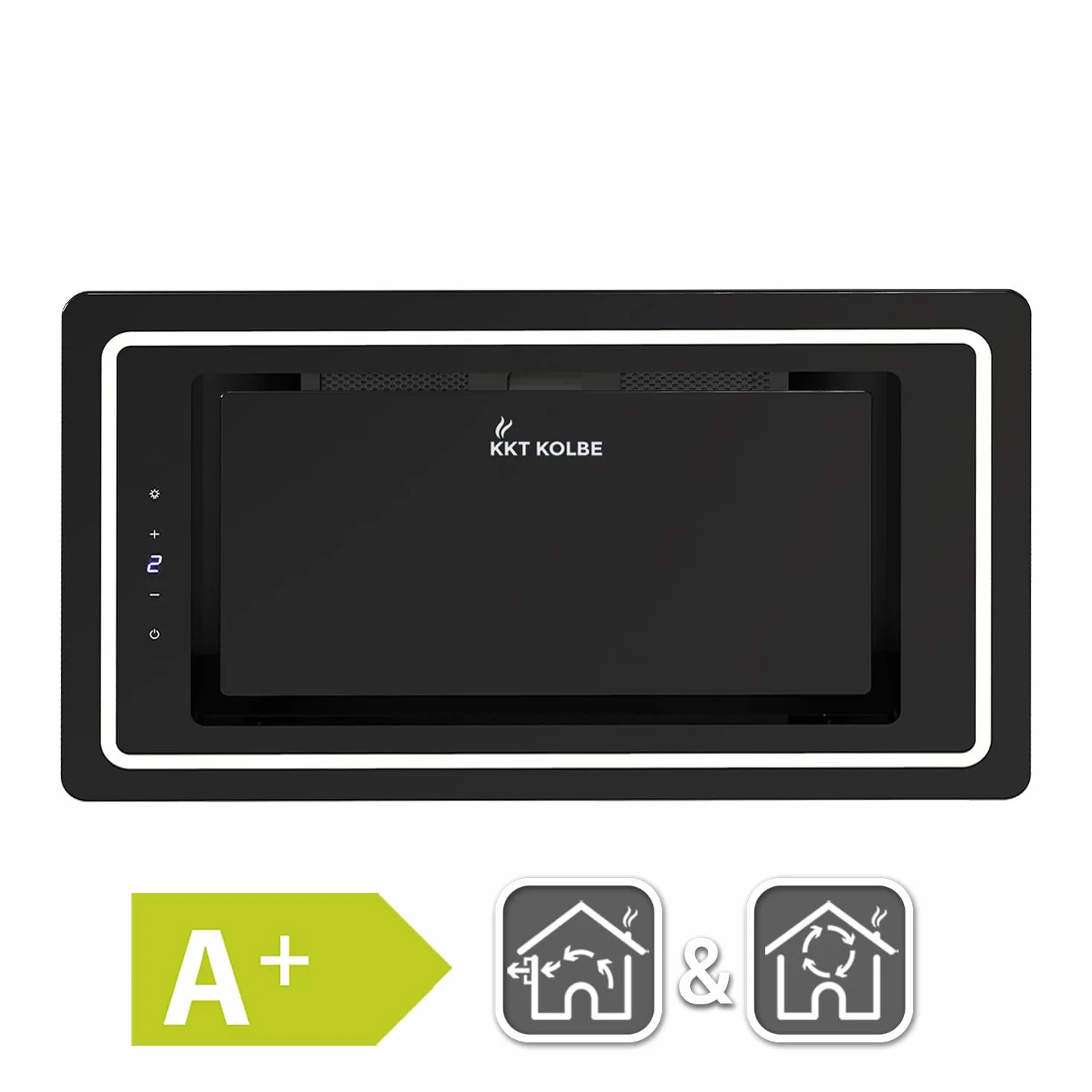Campana Extractora Isla 52 cm Acero Inoxidable Vidrio Negro Apagado Automático LB520
