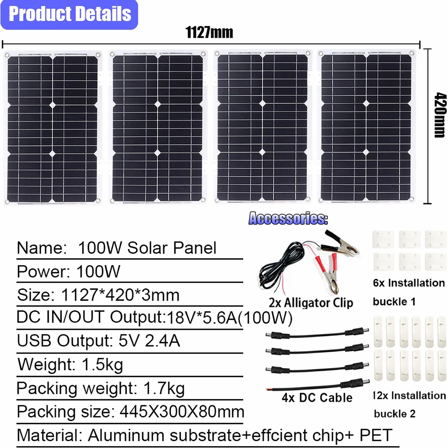 Inversor solar de 6000 W con panel solar monocristalino de 100 W, kit inversor de potencia de 12 V a 220 V con controlador de carga PWM de 50 A, pantalla LCD y USB: sistema de energía solar portátil f