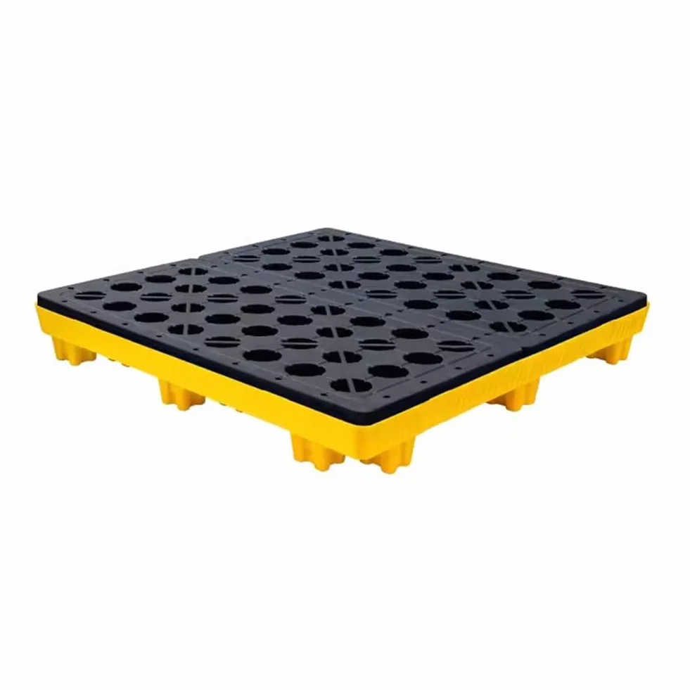 Paleta modular de contención de derrames, plataforma de contención de derrames de tambor, paleta de plástico a prueba de fugas (120 x 120 x 18 cm)