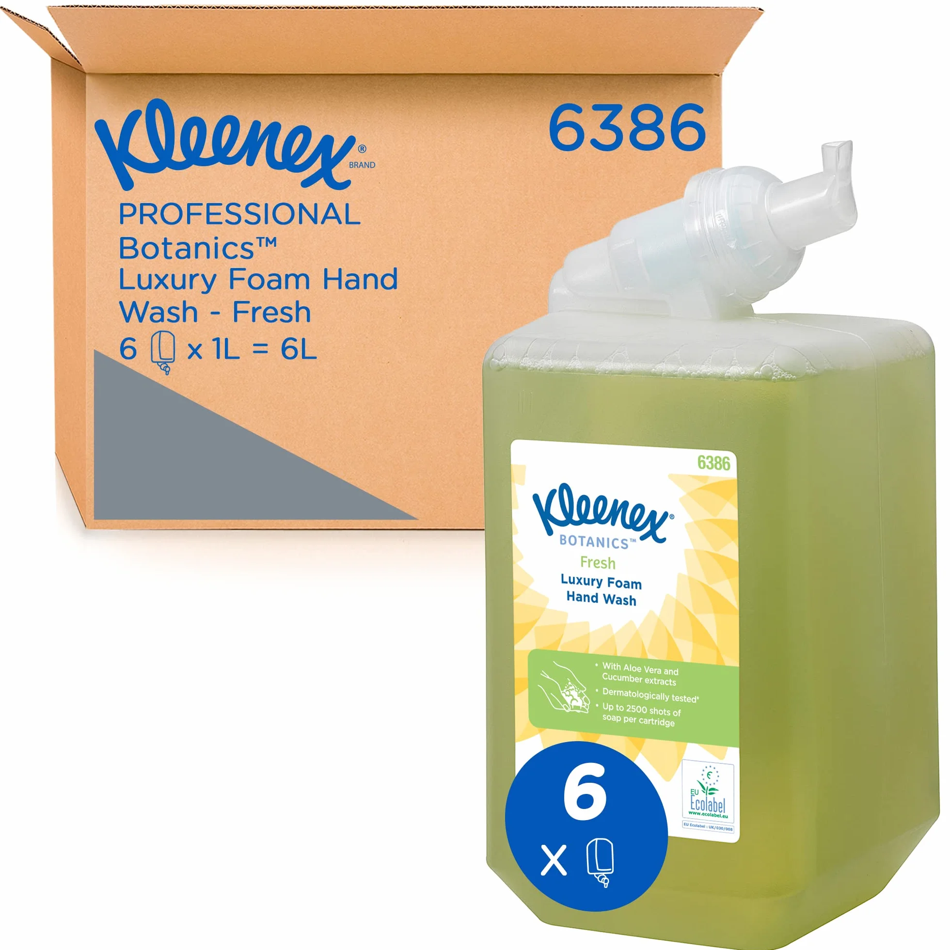 Kleenex Botanics Fresh Jabón de manos en espuma perfumada 6 recambios de 1 litro