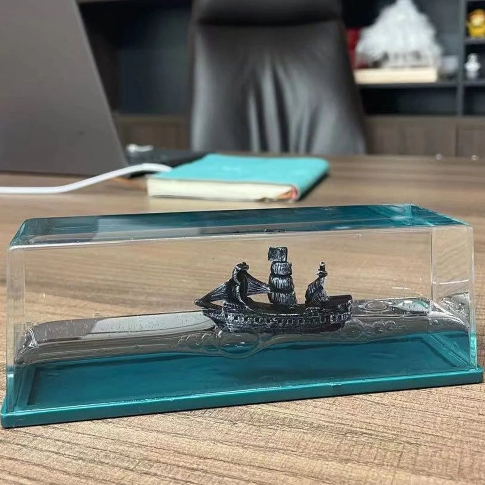 Botella Deriva líquido para cruceros Insumergible acrílico Barco Pirata Perla Negra Decoración hogar