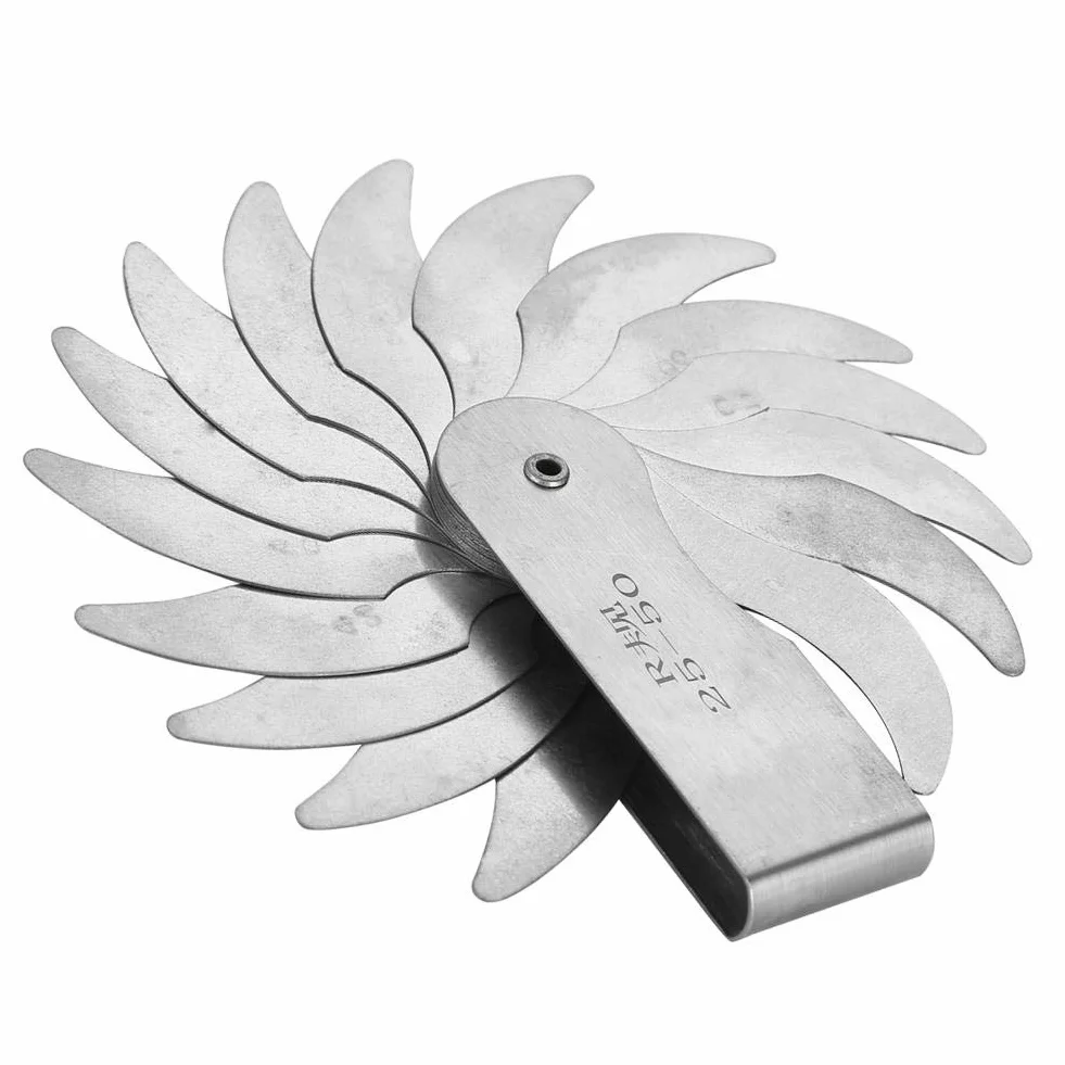 Medidor de radio y calibre de filete en acero inoxidable R25-50 mm para herramientas