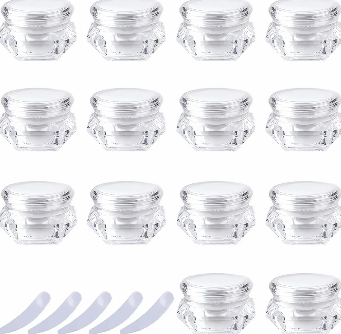tarro de cosméticos, Paquete de 20 tarros plástico for cosméticos con forma diamante, botes muestra tapón rosca(20ml)