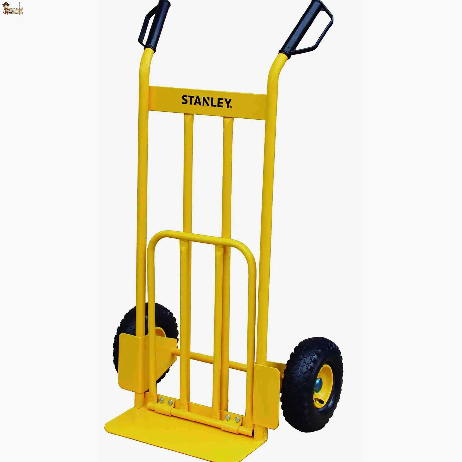 BricoLoco Carretilla de Mano Plegable de Carga. hasta 200 kgs. Robusta y Resistente. Chásis de Acero. 4 Anchos Tubos. Pala abatible. Mango con protección Nudillos. Almacén, mudanza.