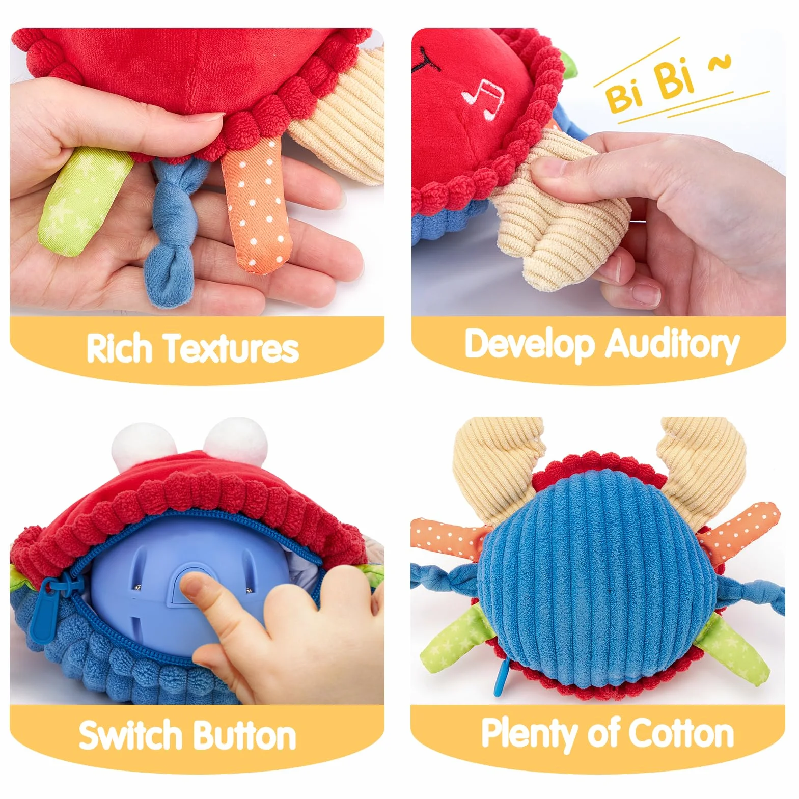 hahaland Cangrejo Juguete Bebe 6-12 Meses, Bailarín con Música y Grabación, Peluche Interactivo