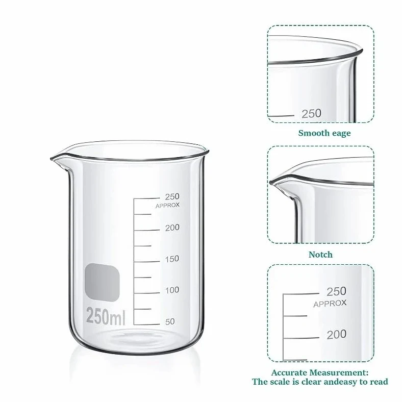 Vaso medidor graduado de vidrio borosilicato GG-17 5 ml a 3000 for uso en laboratorio(400ml)