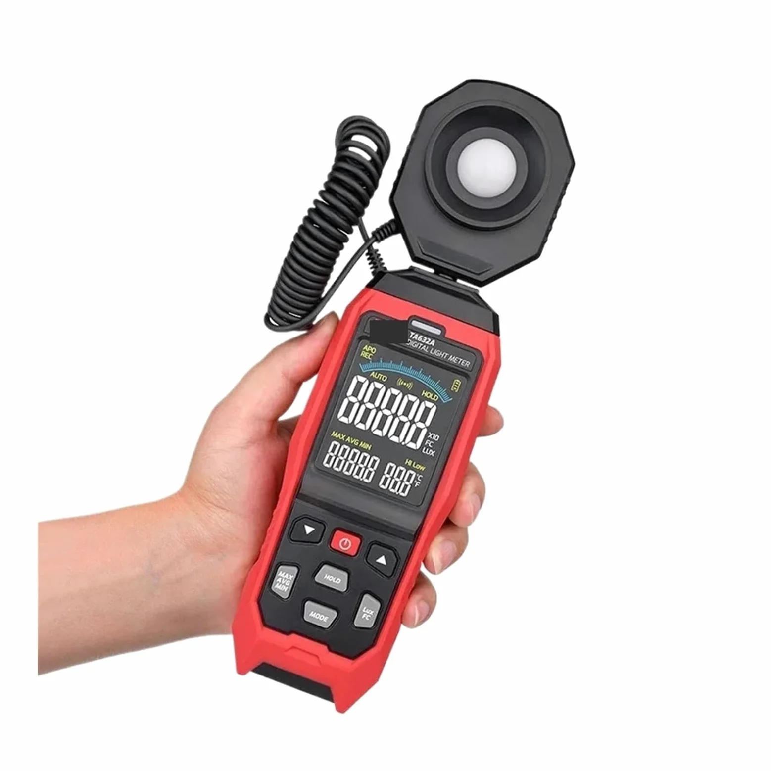 Medidor De Luz Digital TA632A TA632B, Luxómetro For Fotografía, Sonda Desmontable, Iluminómetro Lux/Fc, Fotómetro, Probador Ambiental(TA632A 200000Lux)