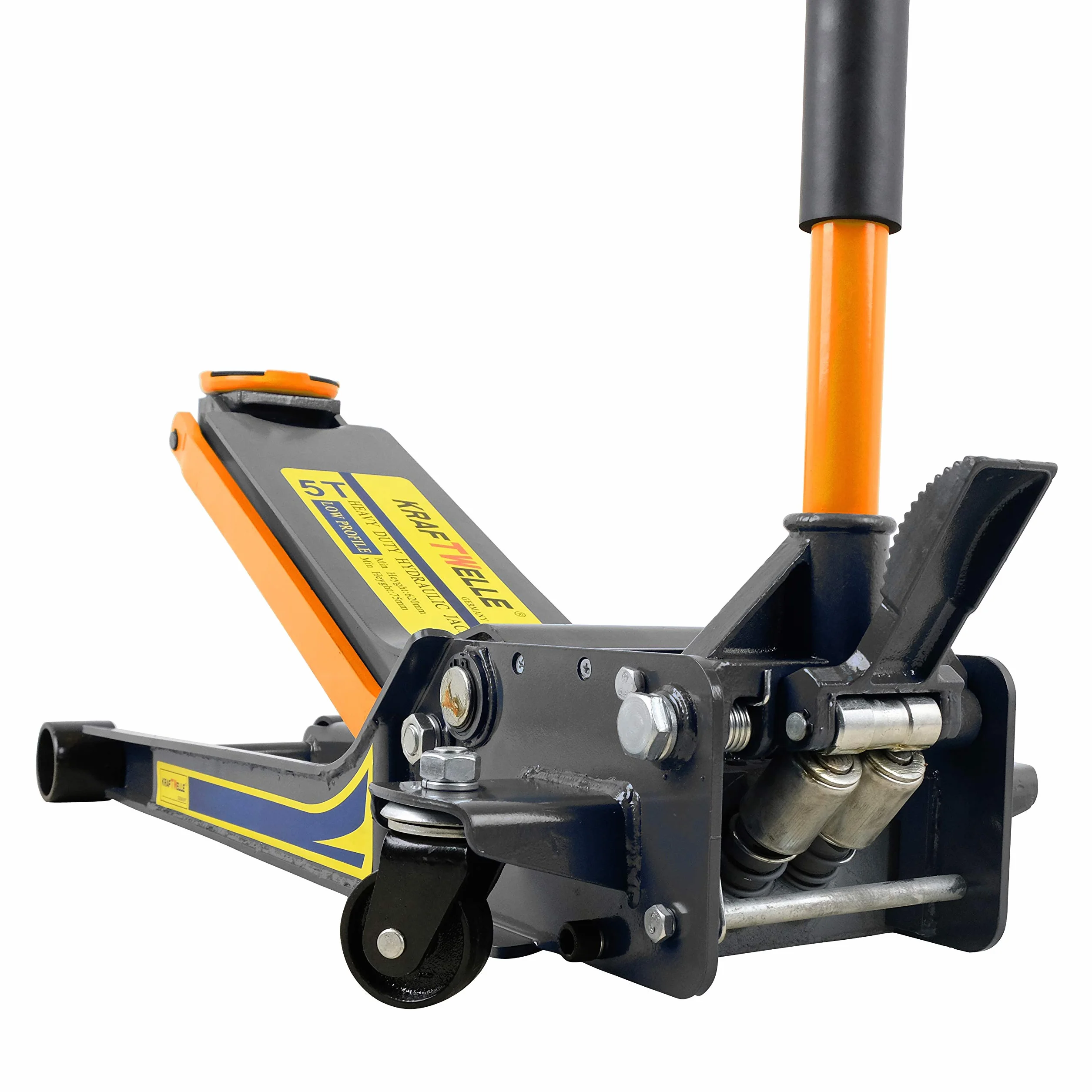 Kraftwelle 5T Profi Gato hidráulico de carretilla automotriz plano azul (profundidad de inserción 75 mm, altura máxima 620 mm, capacidad de carga 5000 kg)