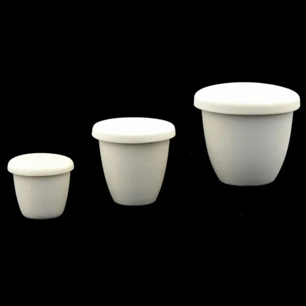 Crisoles de alúmina de arco de laboratorio (2 unidades, con tapa) for aplicaciones de fusión y alta temperatura.(Model16)