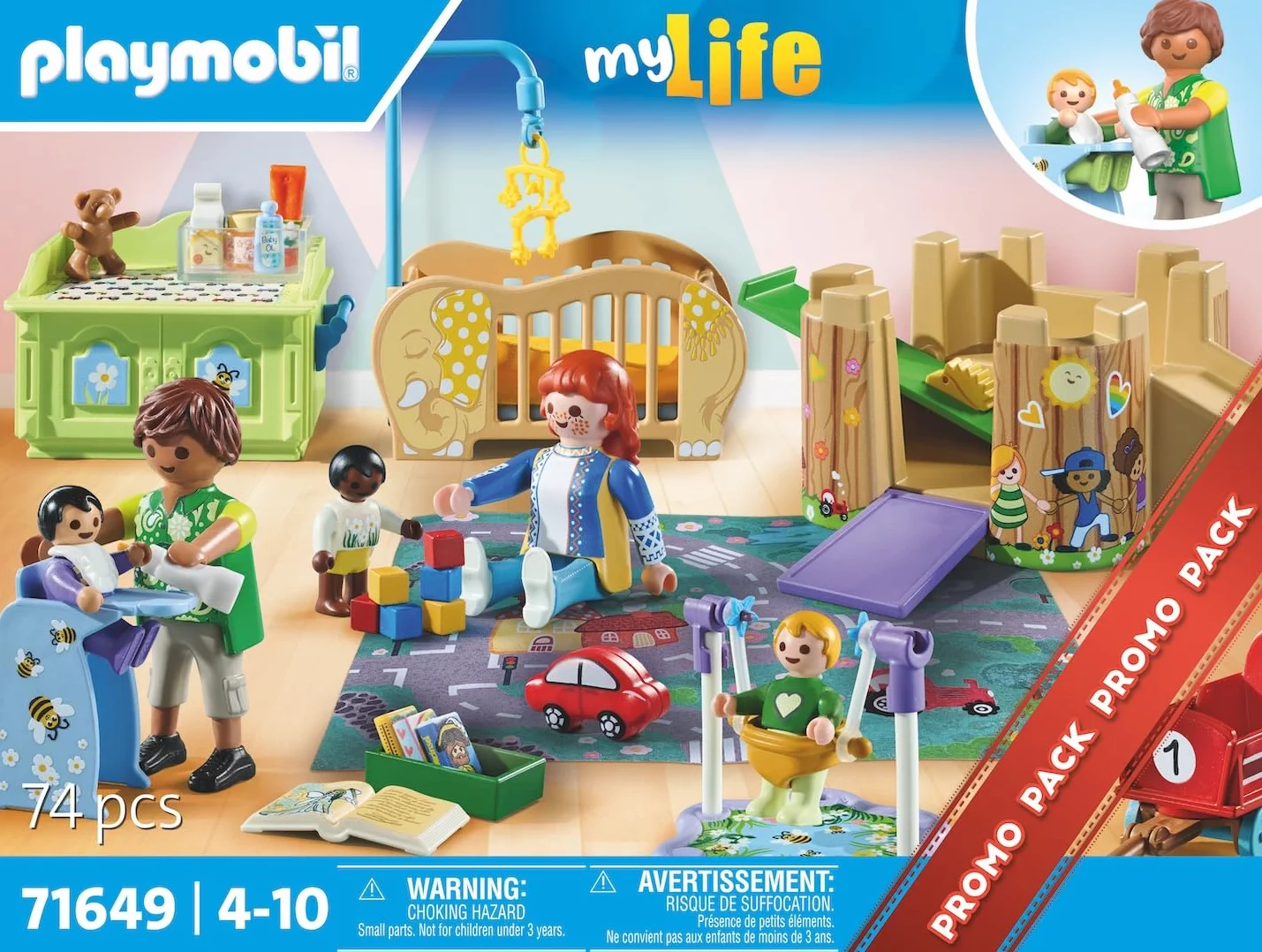 PLAYMOBIL MyLife Promo Pack 71649 Set Primera Infancia, 5 Figuras, Torre de Juegos, Tobogán, Accesorios, Juguetes para niños y niñas a Partir de 4 años