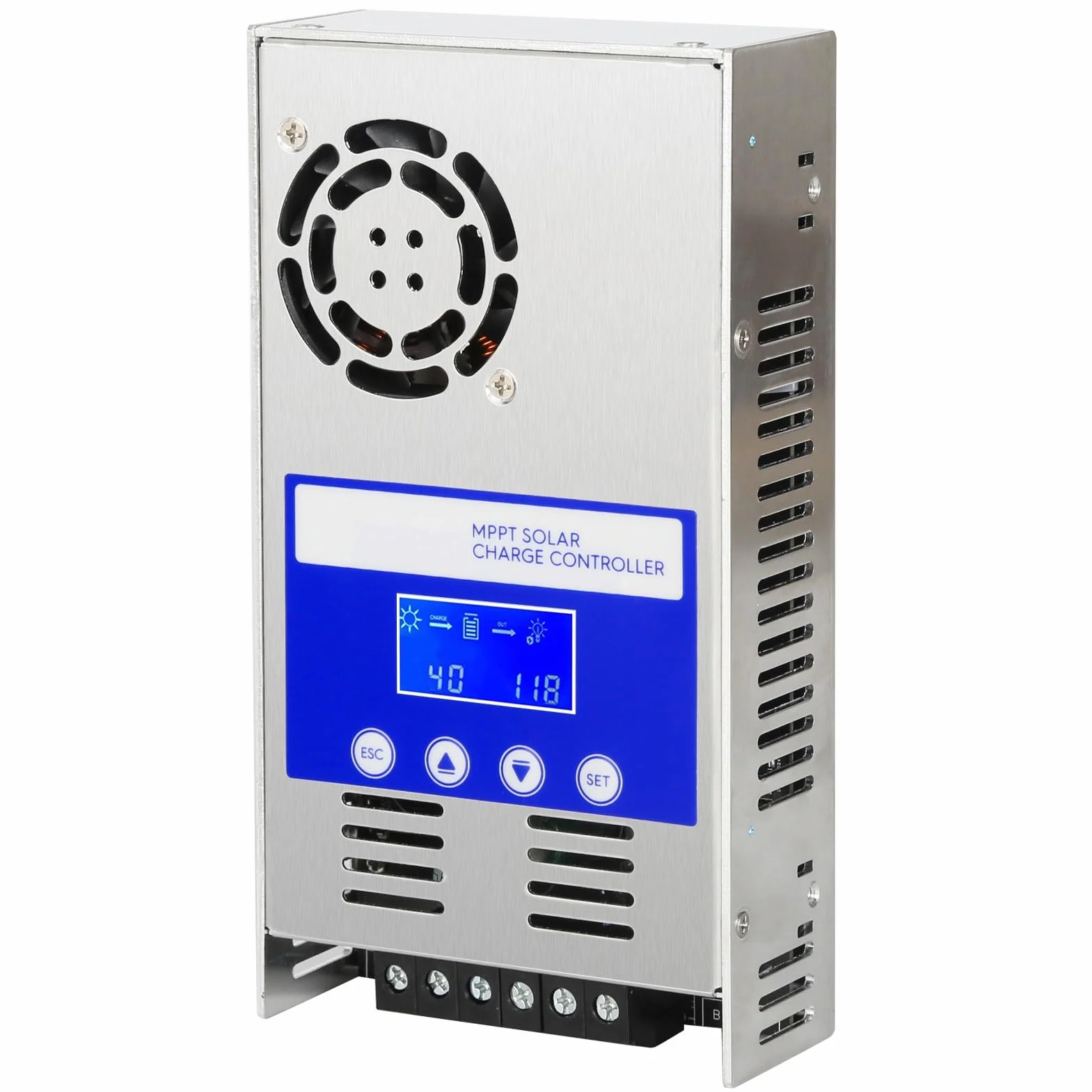 BuyWeek Regulador de carga solar MPPT 60A 12V/24V/36V/48V Controlador de Carga Solar con LCD Identificación automática voltaje Entrada máxima de 180V DC, for baterías de plomo-ácido y litio