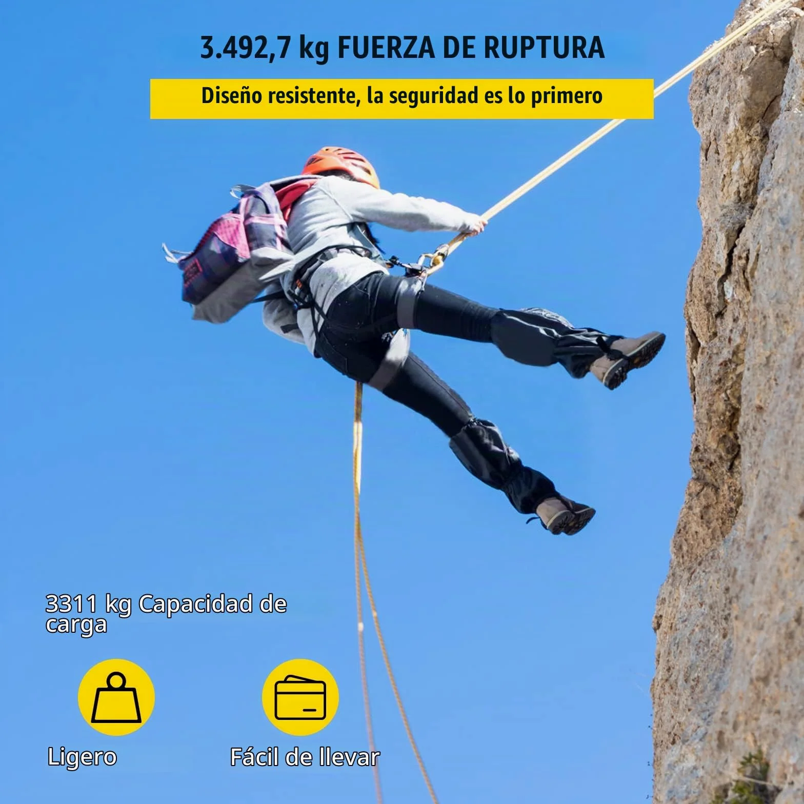 VEVOR Bloque de Doble Polea con Cuerda Trenzada 12mm x 61m Sistema de Escalada de Doble Polea Longitud de Rotura 7700 libras 35 kN Alta Resistencia para Uso Interior y Exterior Deportes Aficionados