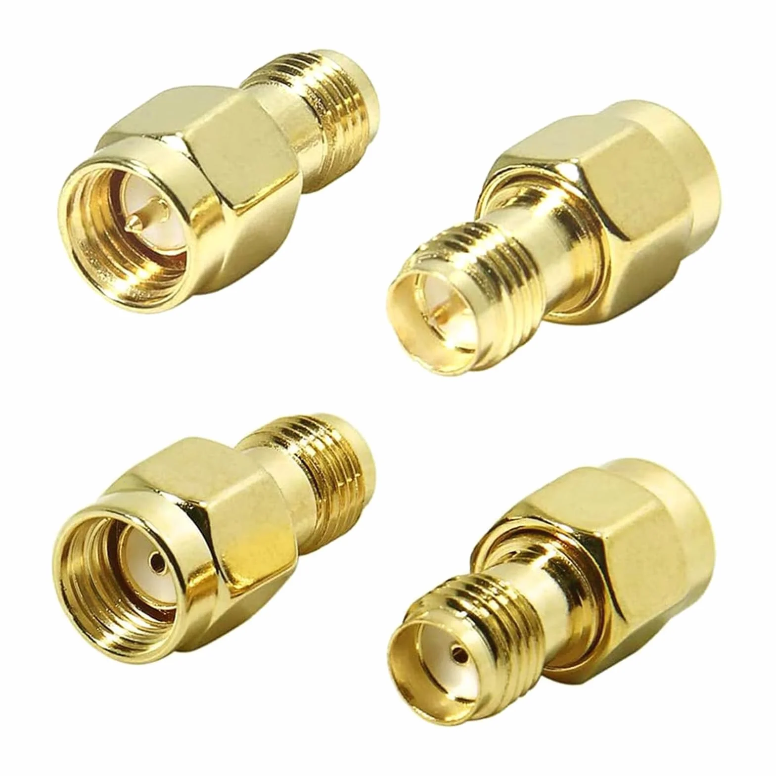 4 Piezas Adaptador Coaxial SMA RF Conector Antena TV SMA Macho a RP-SMA Hembra SMA Hembra a RP-SMA Macho para Wi-Fi FPV