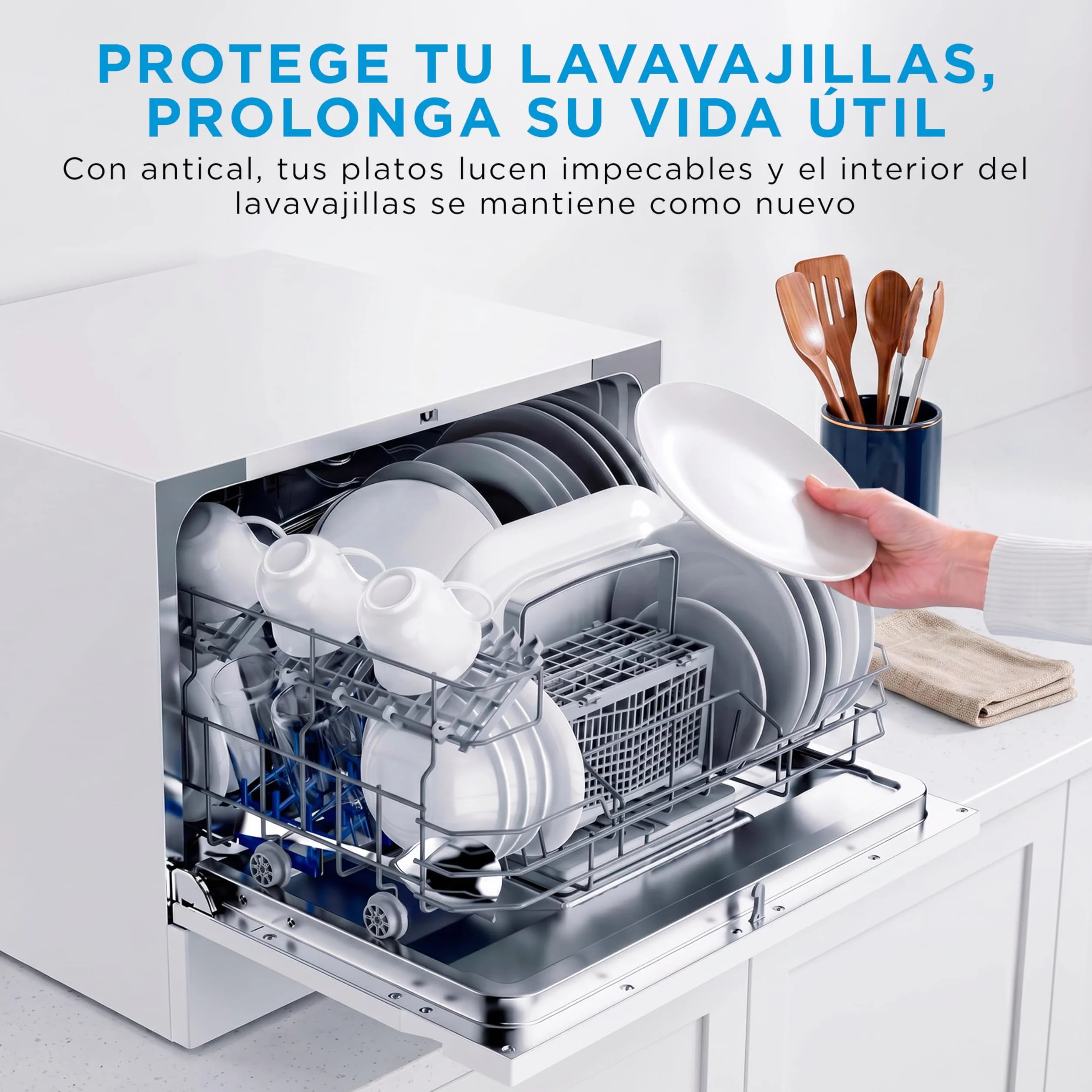 Midea Lavavajillas Pequeño Blanco 55cm 6 Servicios Compacto Portátil sin Instalación App Control 6 Programas ECO Filtro Antibacterias Secado 49dB