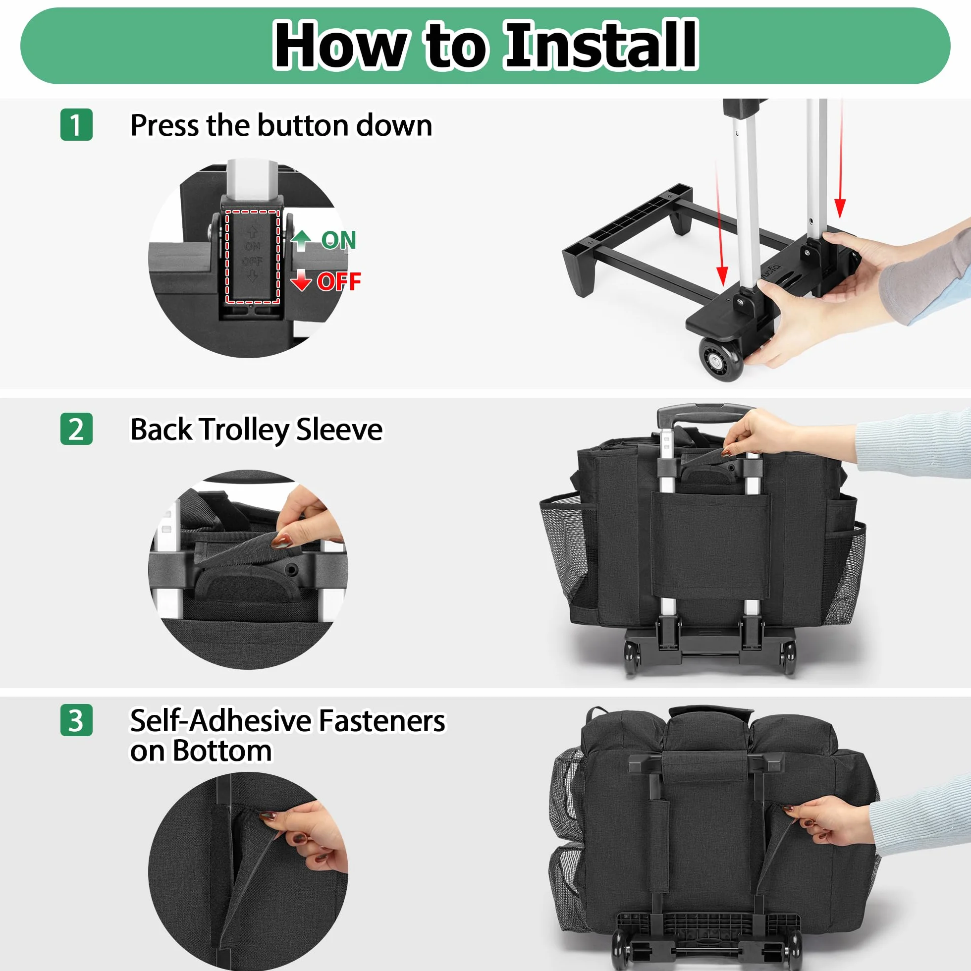 LoDrid Carrito de Limpieza rodante con Carrito Desmontable, Carrito de Limpieza portátil con Ruedas para Suministros de Limpieza, Bolsa de Limpieza Profesional con Correa para el Hombro para amas de