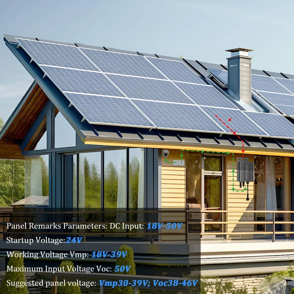 Y&H Micro inversor de 500 W con conexión a rejilla de salida automática de CA 110 V/220 V, entrada PV CC 26-46 V, onda sinusoidal pura MPPT, adecuado para panel solar de 36 V, ideal para sistemas de