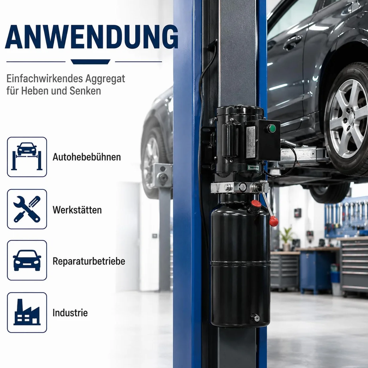 Bomba Hidráulica Eléctrica 10L 220V 2200W, Unidad de Potencia Hidráulica de Simple Efecto 18MPa, Grupo Hidráulico para Elevador de Coches, Plataforma Elevadora, Montacargas y Remolques Basculantes