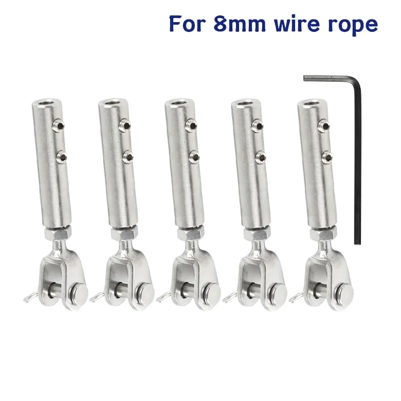 Presillas Cable Acero For kit de barandilla de cable de 8 mm, terminal de tensión de mordaza de horquilla de cable de acero, anclaje de palanca con pernos prisioneros de tornillo hexagonal Abrazaderas