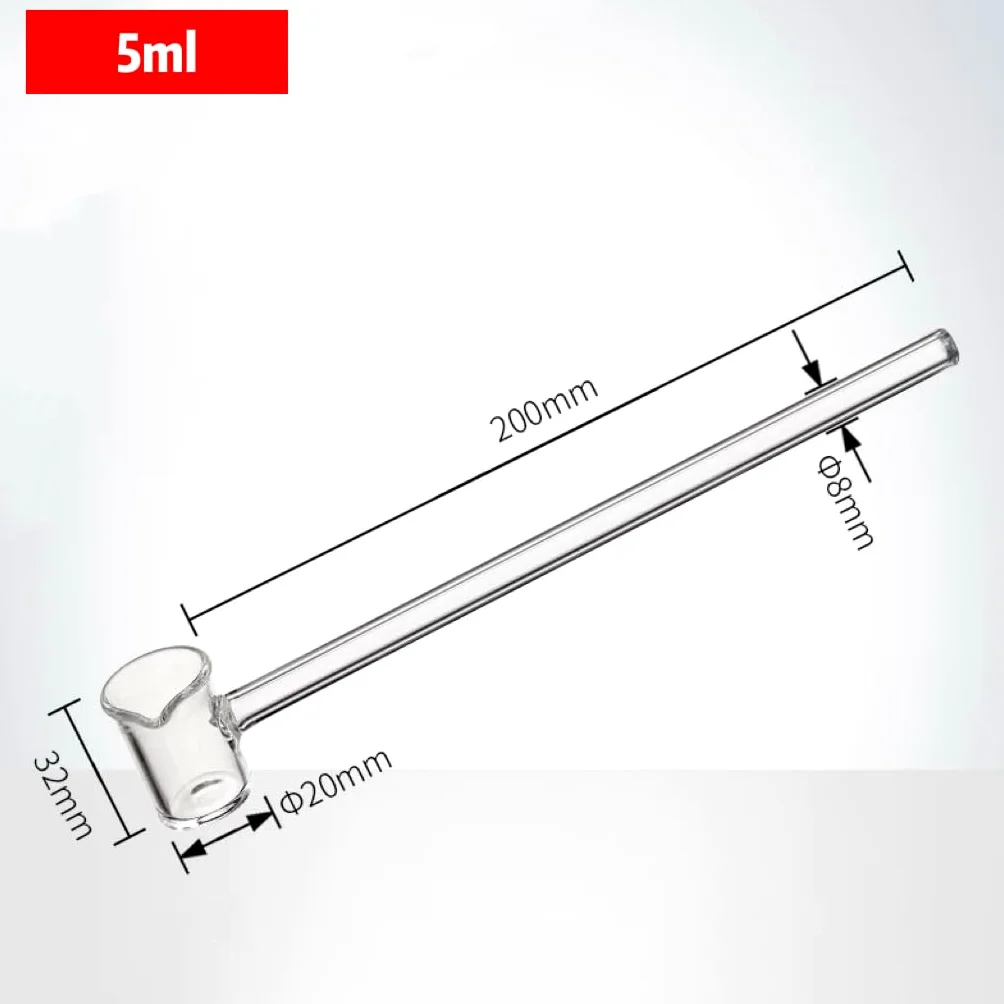 Cuchara de ácido de vidrio con alto contenido de borosilicato - Cuchara de muestreo de embudo medicinal de mango largo (5/10/15/25/50/100 ml)(5ml)