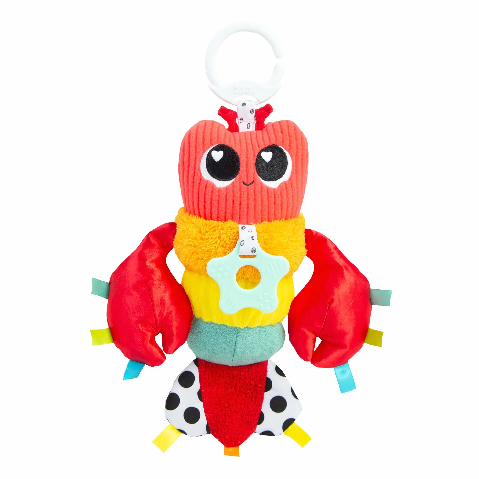 LAMAZE Liam Der Hummer Clip & Go, Juguete Sensorial de Clip, Langosta Texturizada con Mordedor y Campana