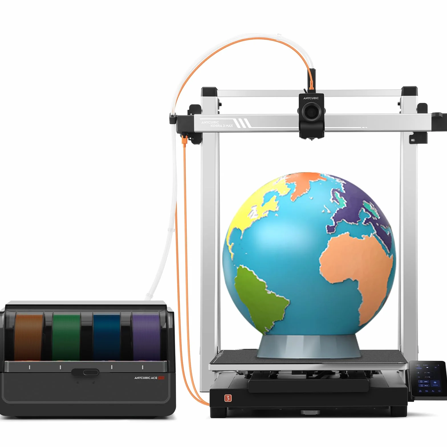 Anycubic Kobra 3 MAX Combo Impresora 3D, Inteligente Multicolor Impresión, 600 mm/s Alta Velocidad, Auto Nivelación Imprimir, Tamaño de impresión: 420 x 420 x 500 mm