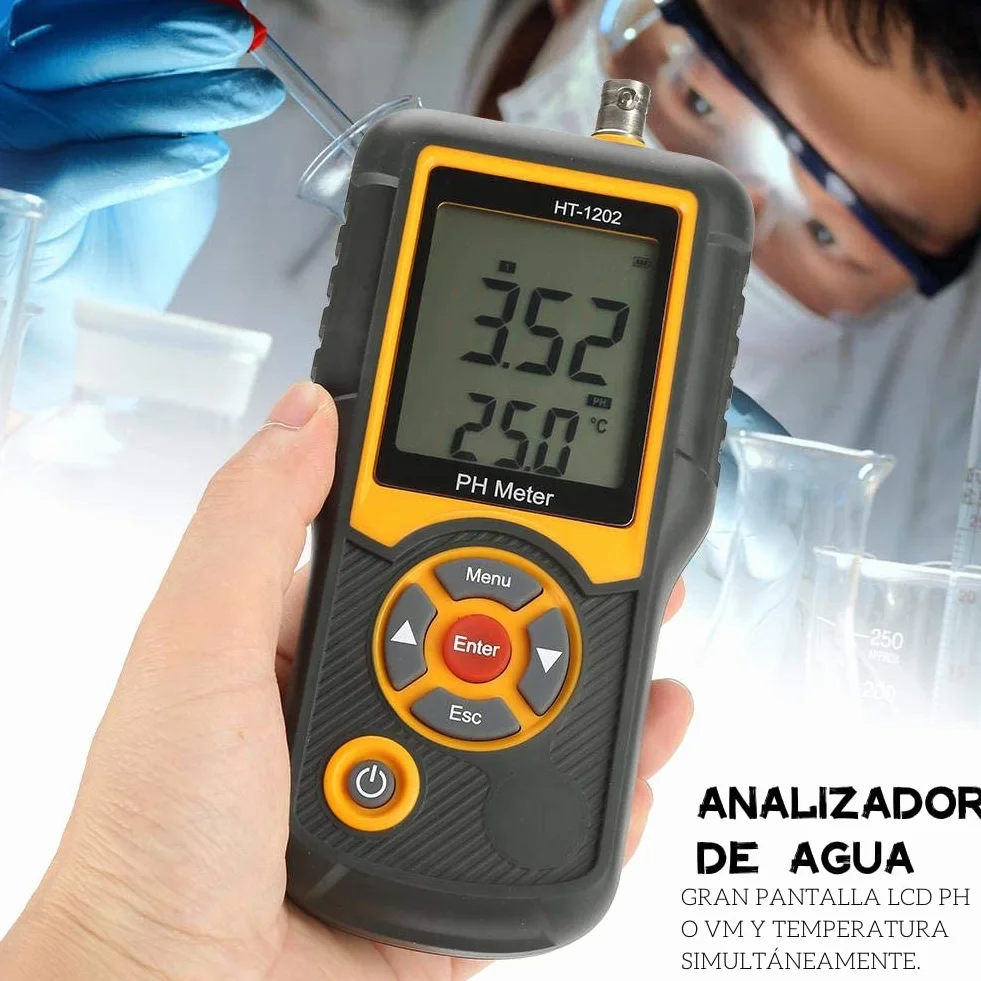 Probador de PH mV Digital, HT-1202 Medidor de pH de calidad de agua Probador de Agua 0~14PH, -415~415mV