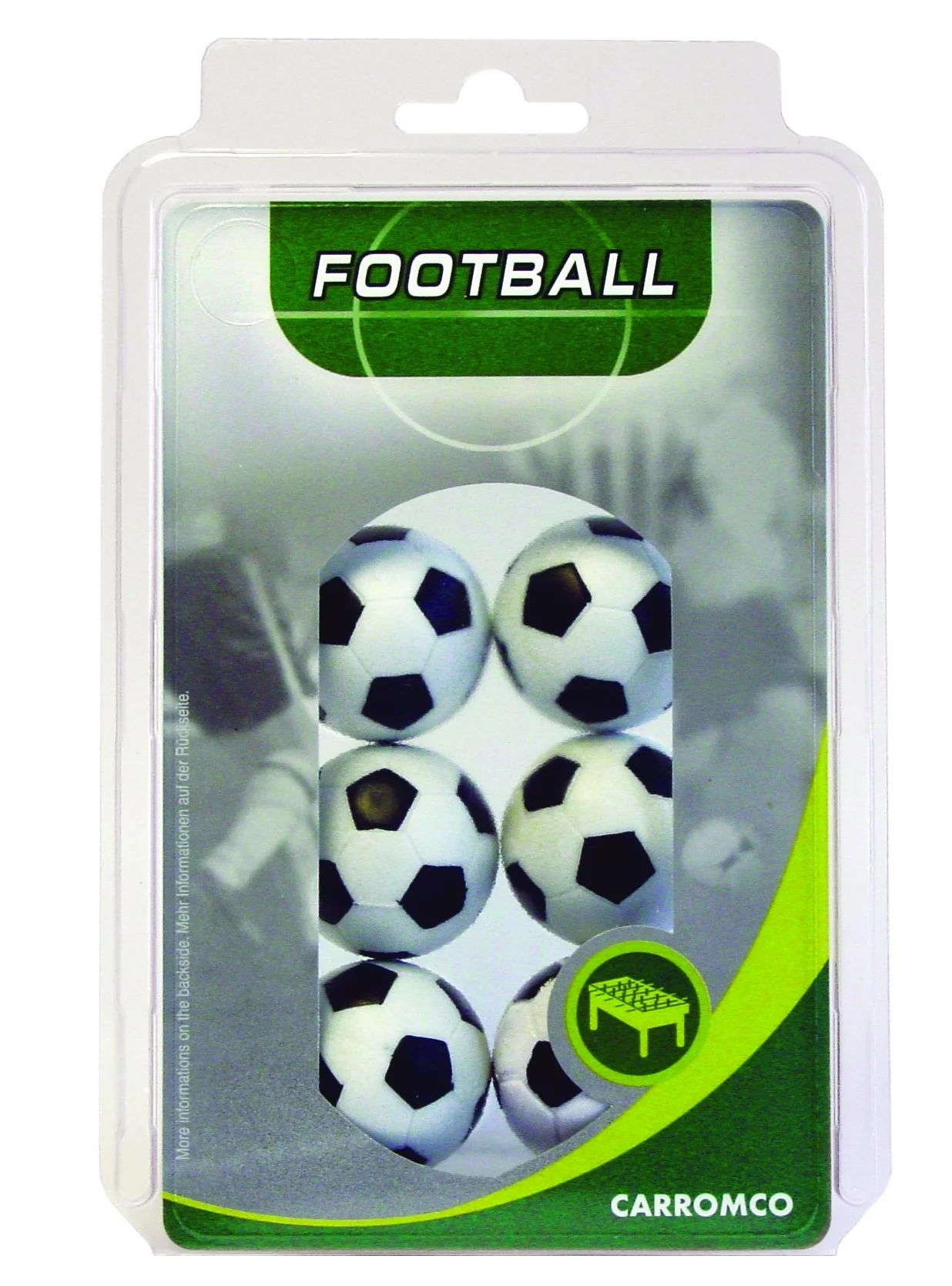 Carromco Pelotas de futbolin 36 mm Conjunto de 6 Blanco/Negro