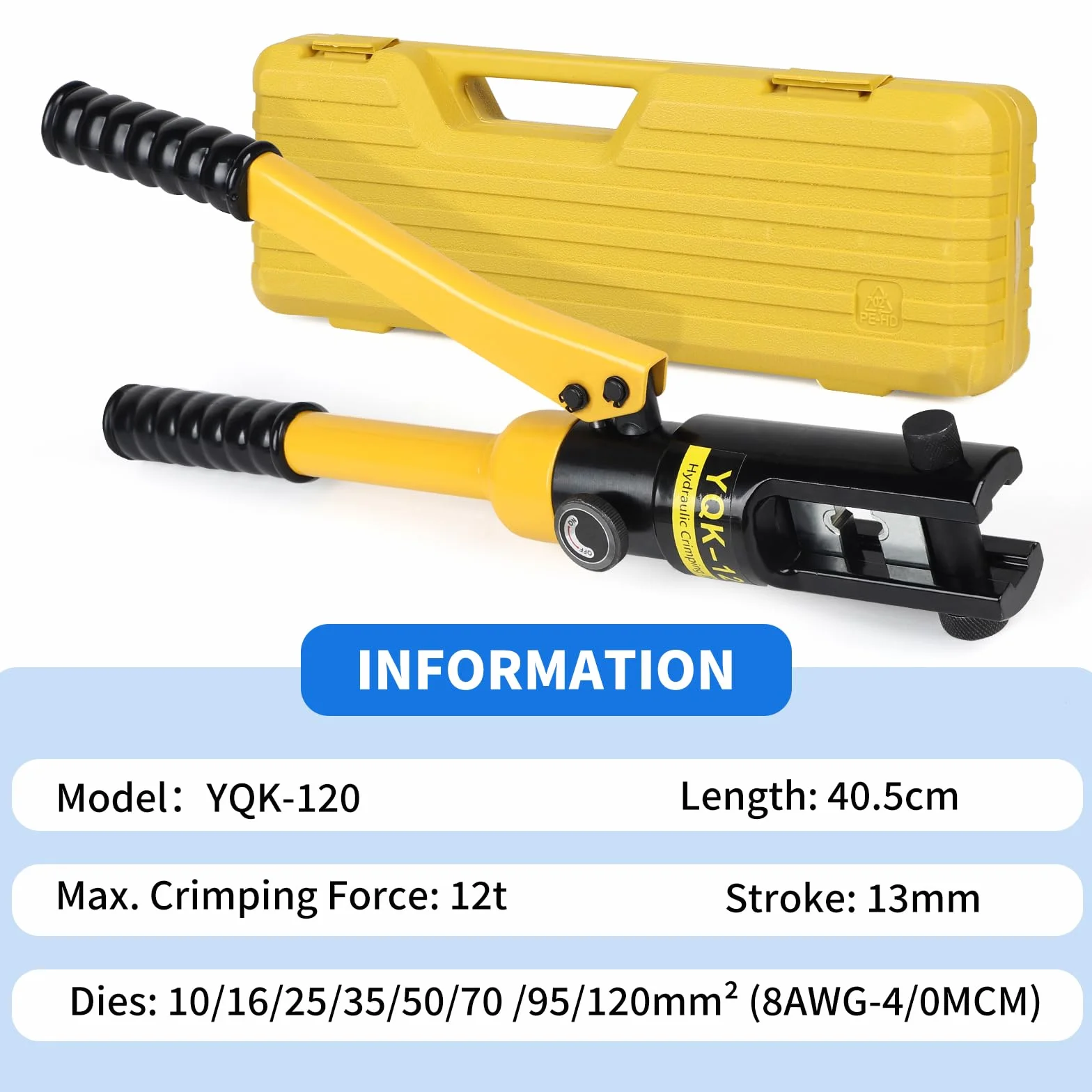 SWAWIS 12T Crimpadora Hidráulica Terminales Eléctricos 10-120mm² 8AWG-4/0AWG 8 Matrices Hexagonal