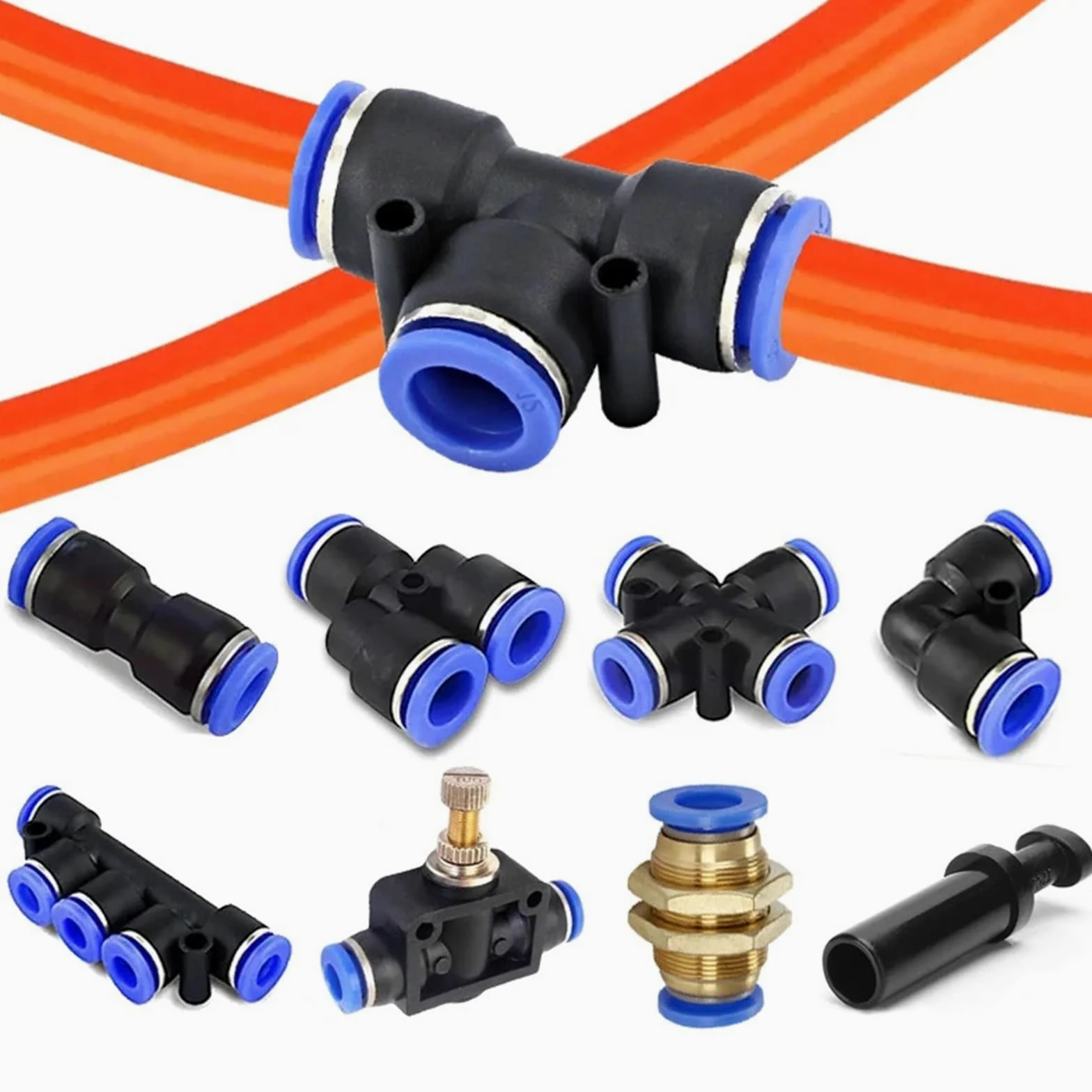 Conectores rápidos neumáticos for tubos de aire, de plástico PU PY, for mangueras de 8 mm, 10 mm y 12 mm (5 unidades/10 unidades por caja).(SA(5PCS),12mm)