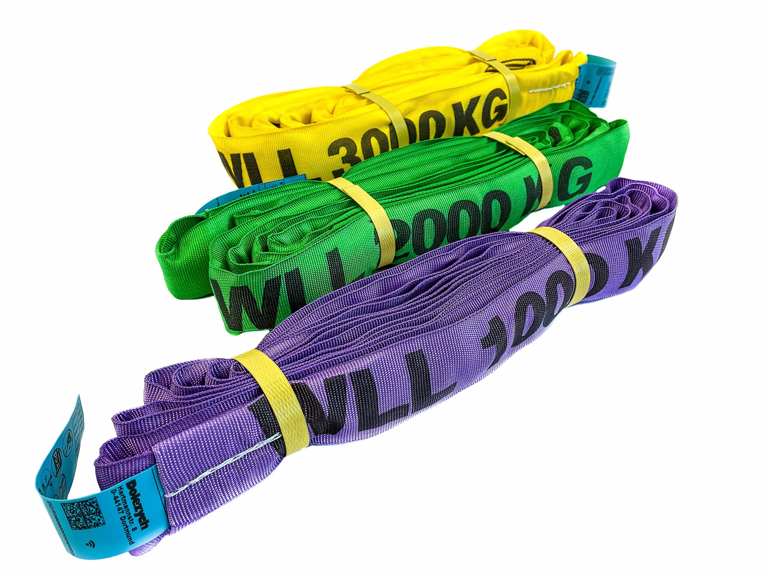 Dolezych Set de Eslingas Redondas 20 Piezas 1000-3000 kg Moradas Verdes Amarillas Grises