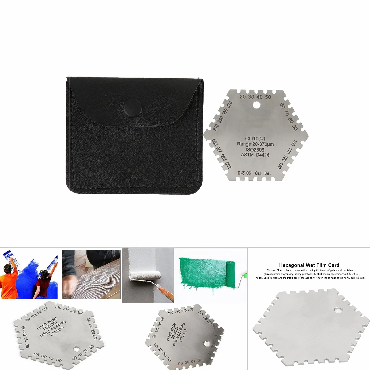 Peine de Película Húmeda Hexagonal de Acero Inoxidable Rango 20-370um