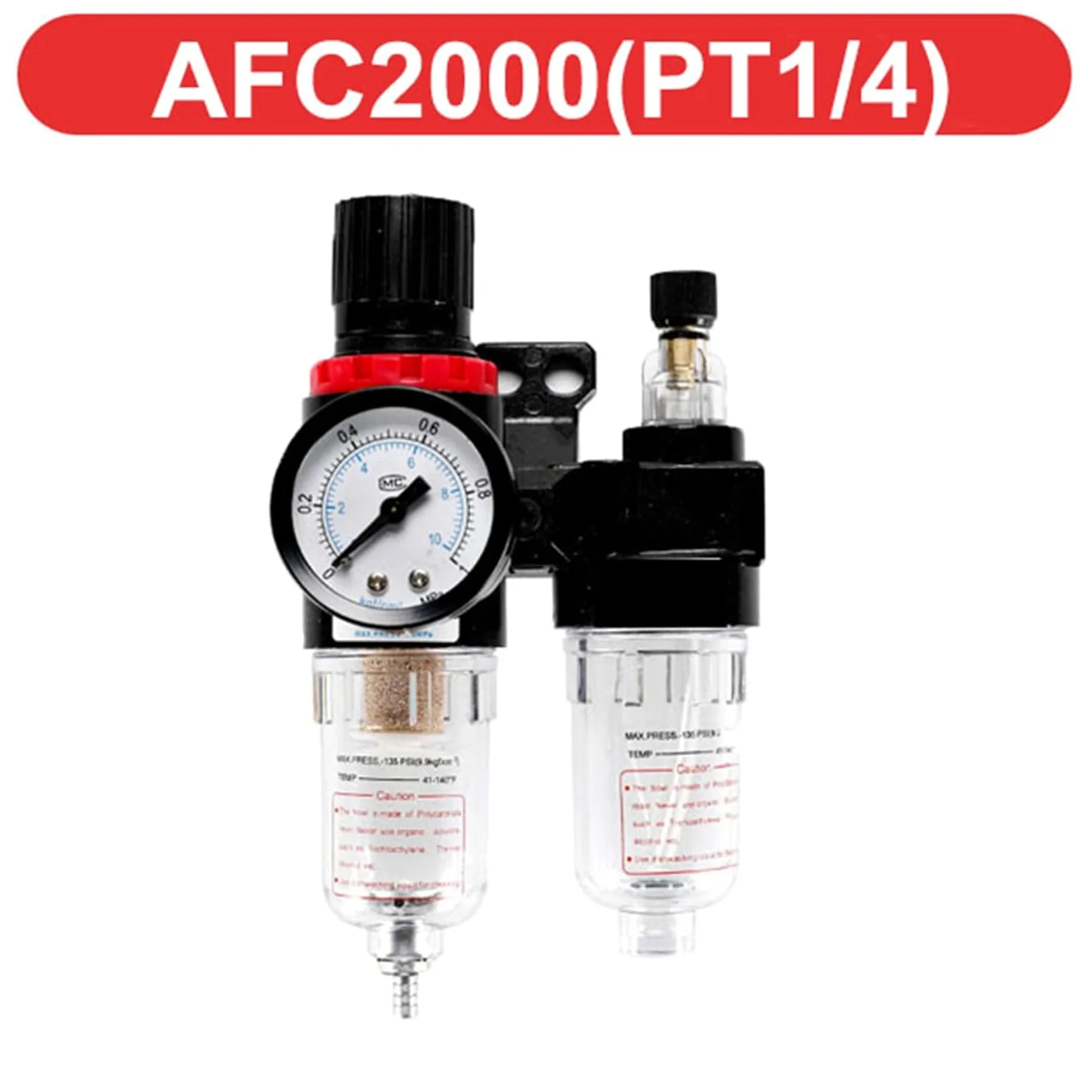 1 filtro regulador separador de agua y aceite AFC2000, filtro de trampa, aerógrafo, compresor de aire, reducción de presión 1/4 (AFC2000)